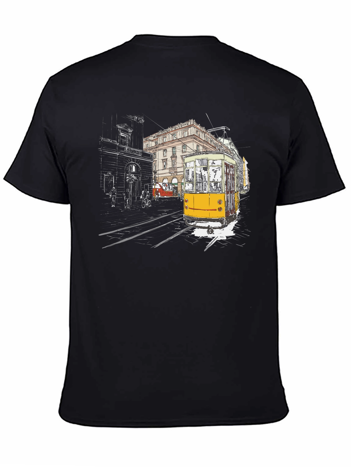 Black Urban Tram Graphic Tee - Black view 4