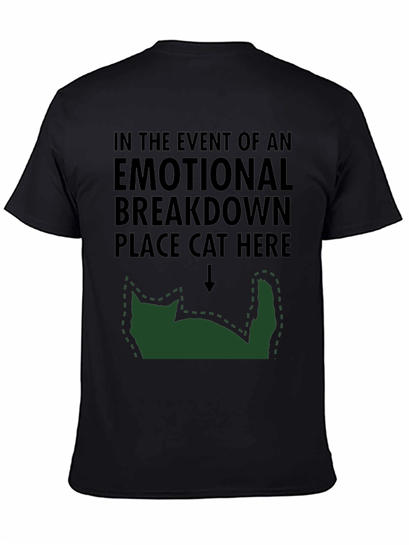 Black Emotional Breakdown Cat T-Shirt view 4
