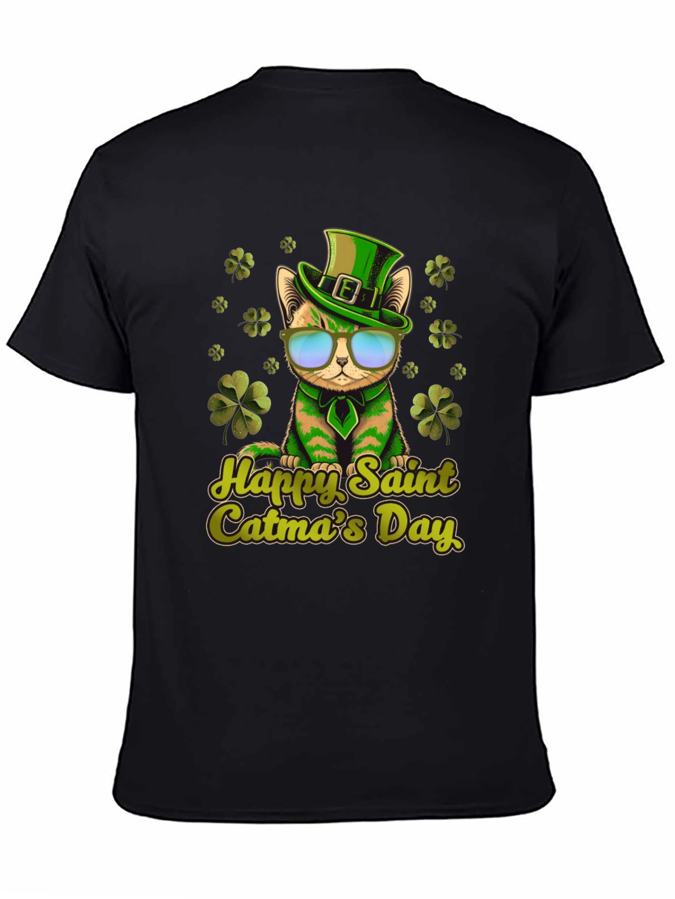 Black Happy Saint Catma's Day Black T-Shirt view 4
