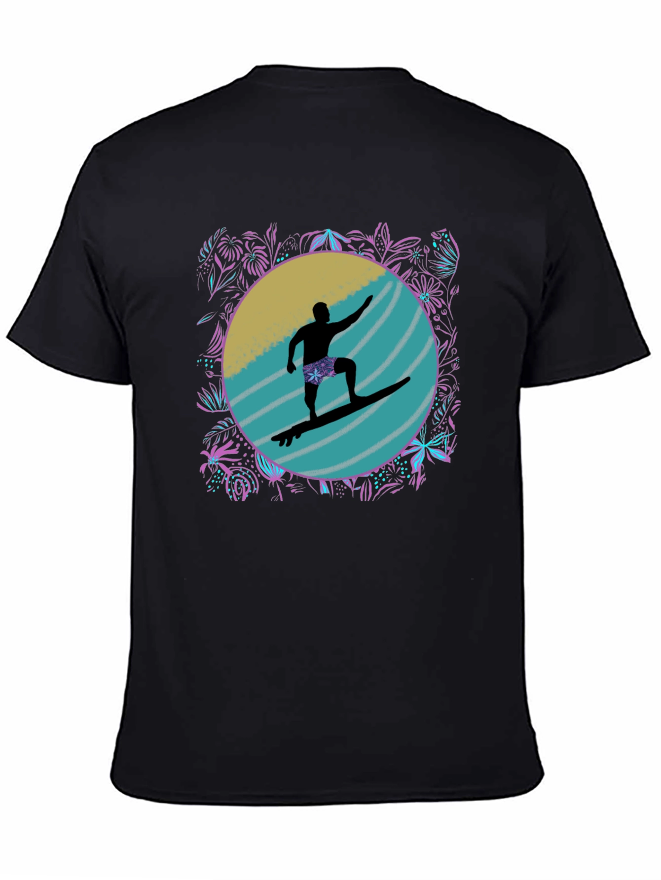 Surfer Silhouette Graphic Tee - Black - 4