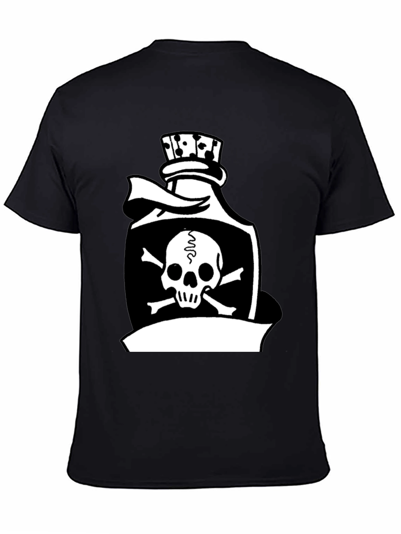 Black Skull & Crossbones Poison Bottle Black T-Shirt view 4