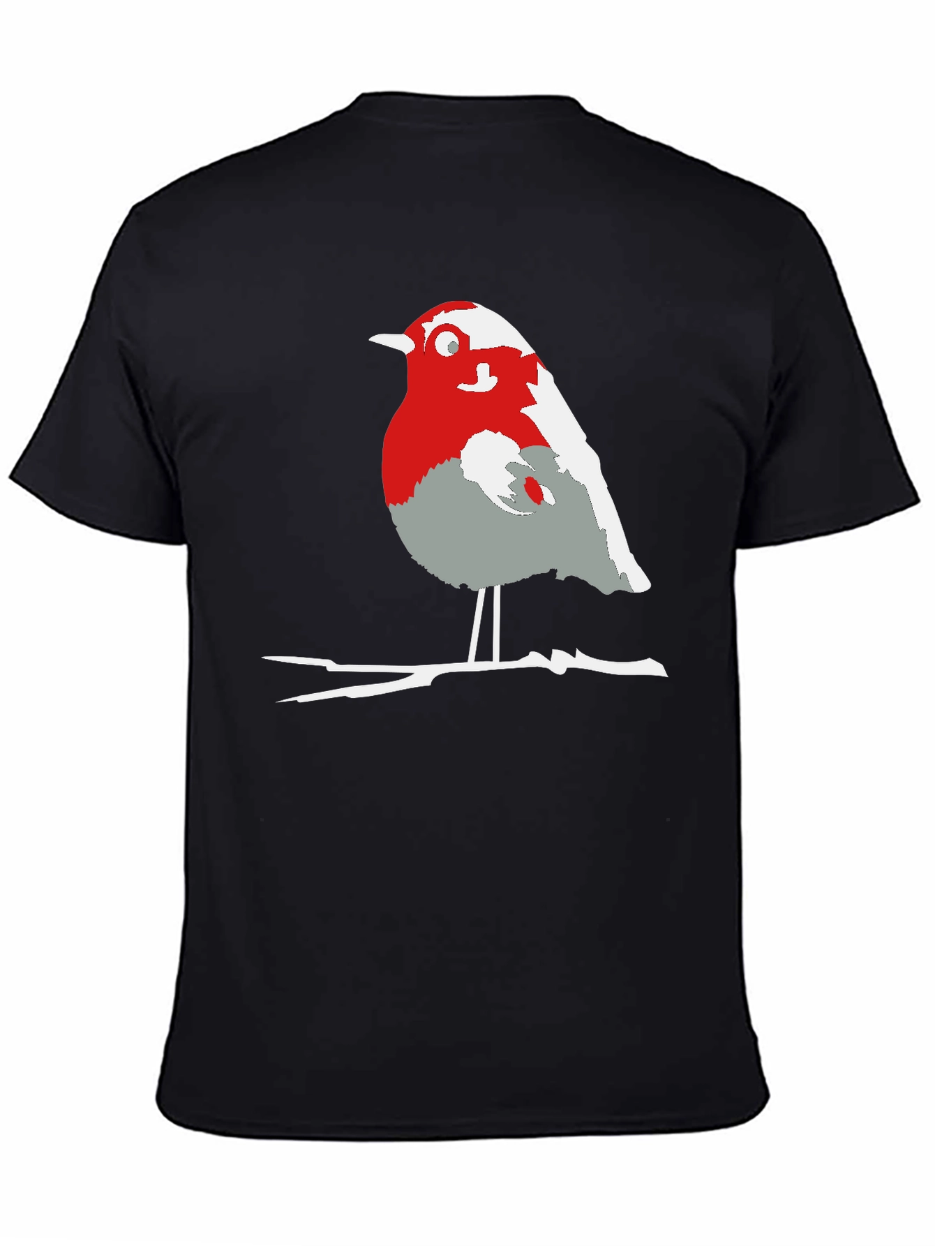 Black Robin Bird Graphic Tee - Casual Black T-Shirt view 4