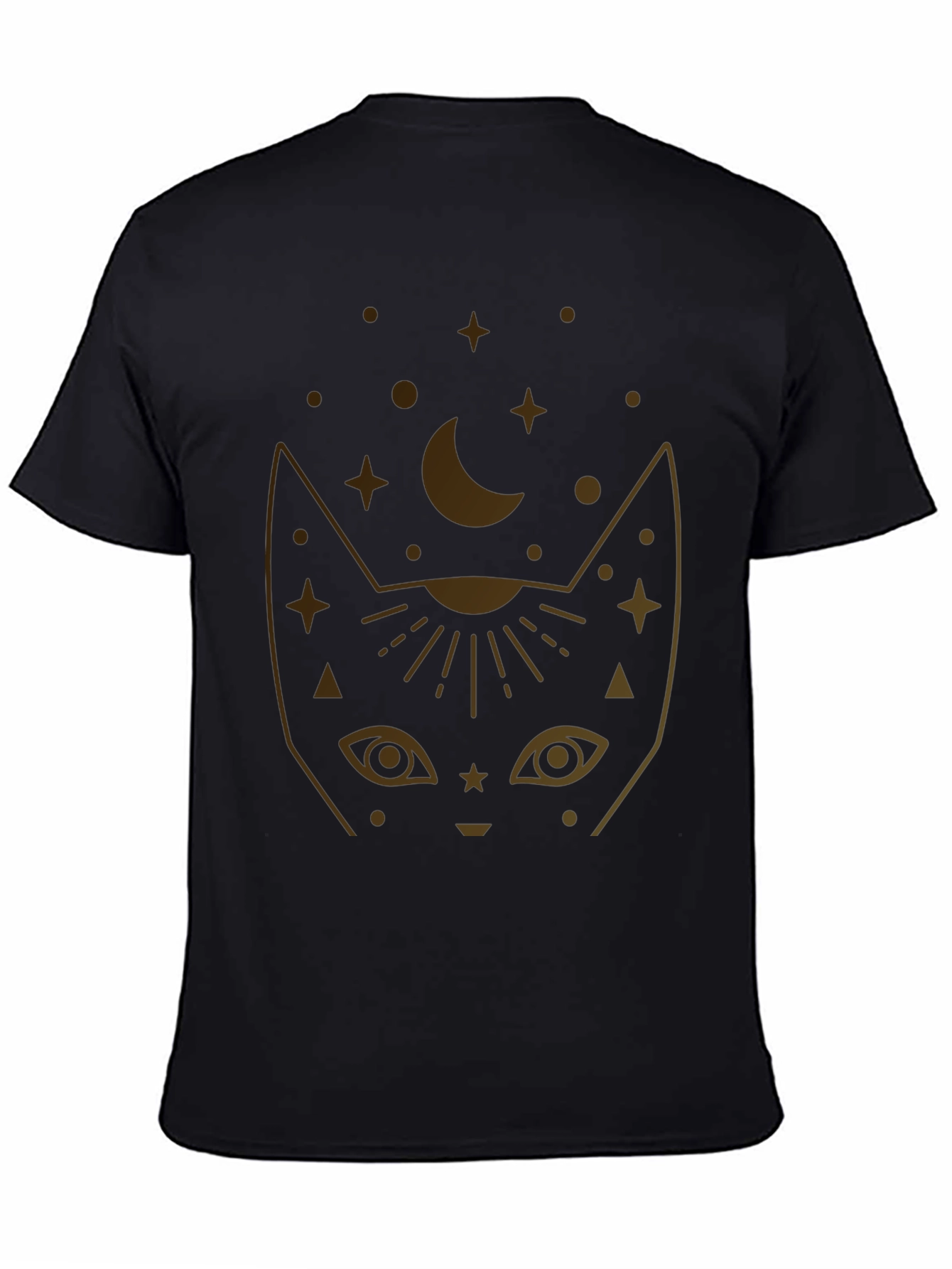 Black Mystic Cat T-Shirt - Celestial Feline Graphic Tee view 4