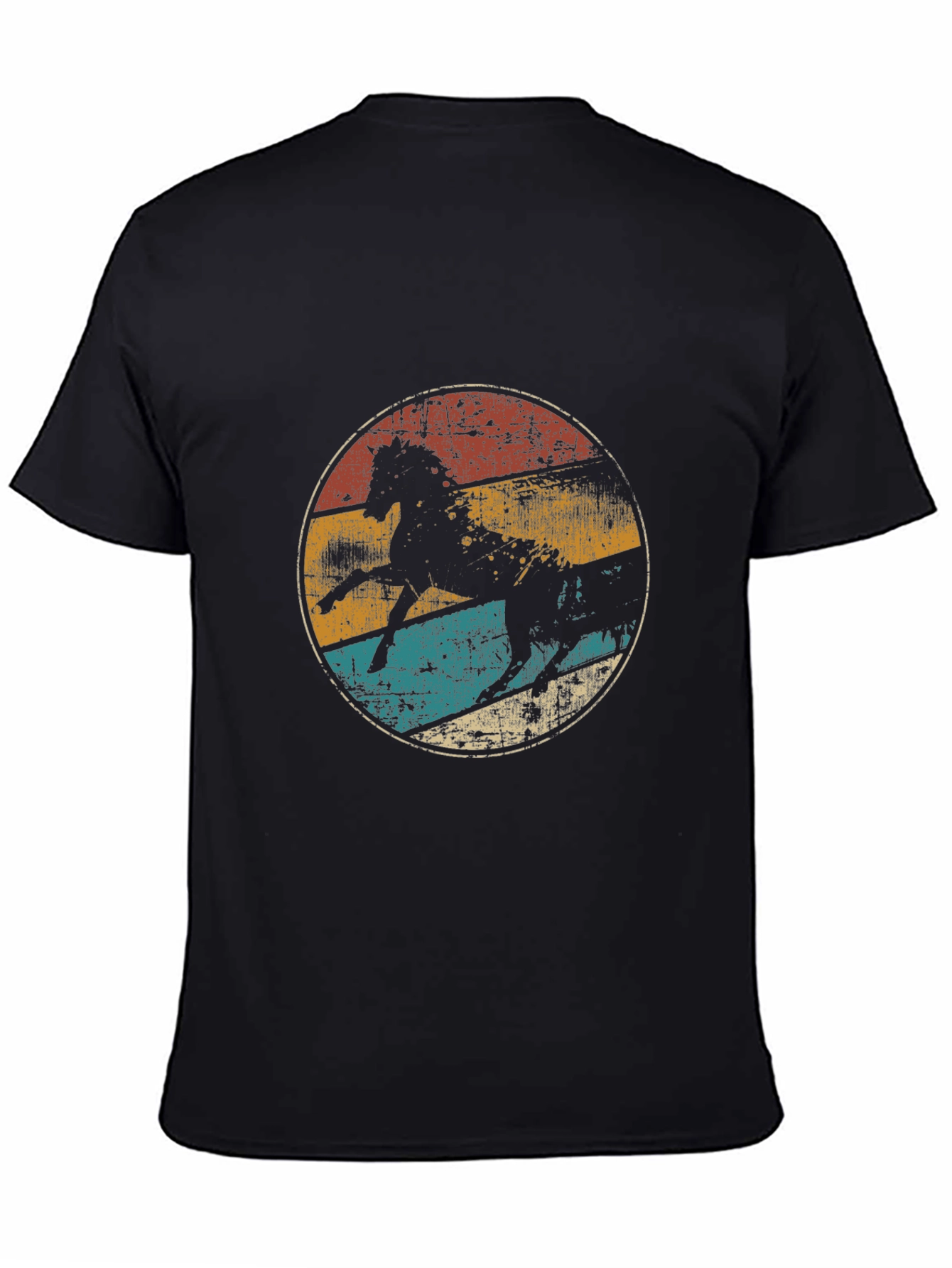 Black Vintage Horse Graphic Tee - Retro Style view 4