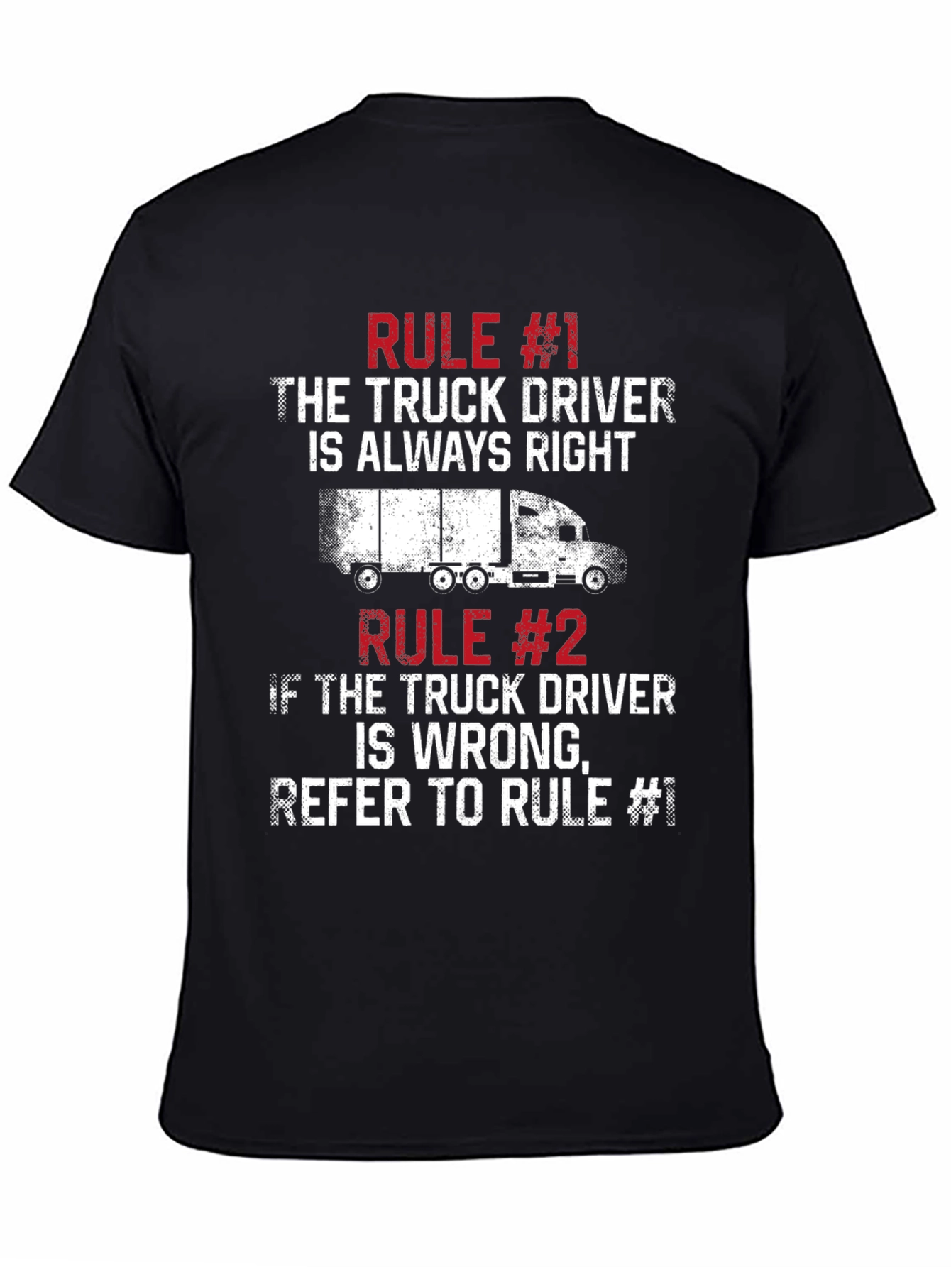 Black Truck Driver Rules T-Shirt - Funny Slogan Tee view 4
