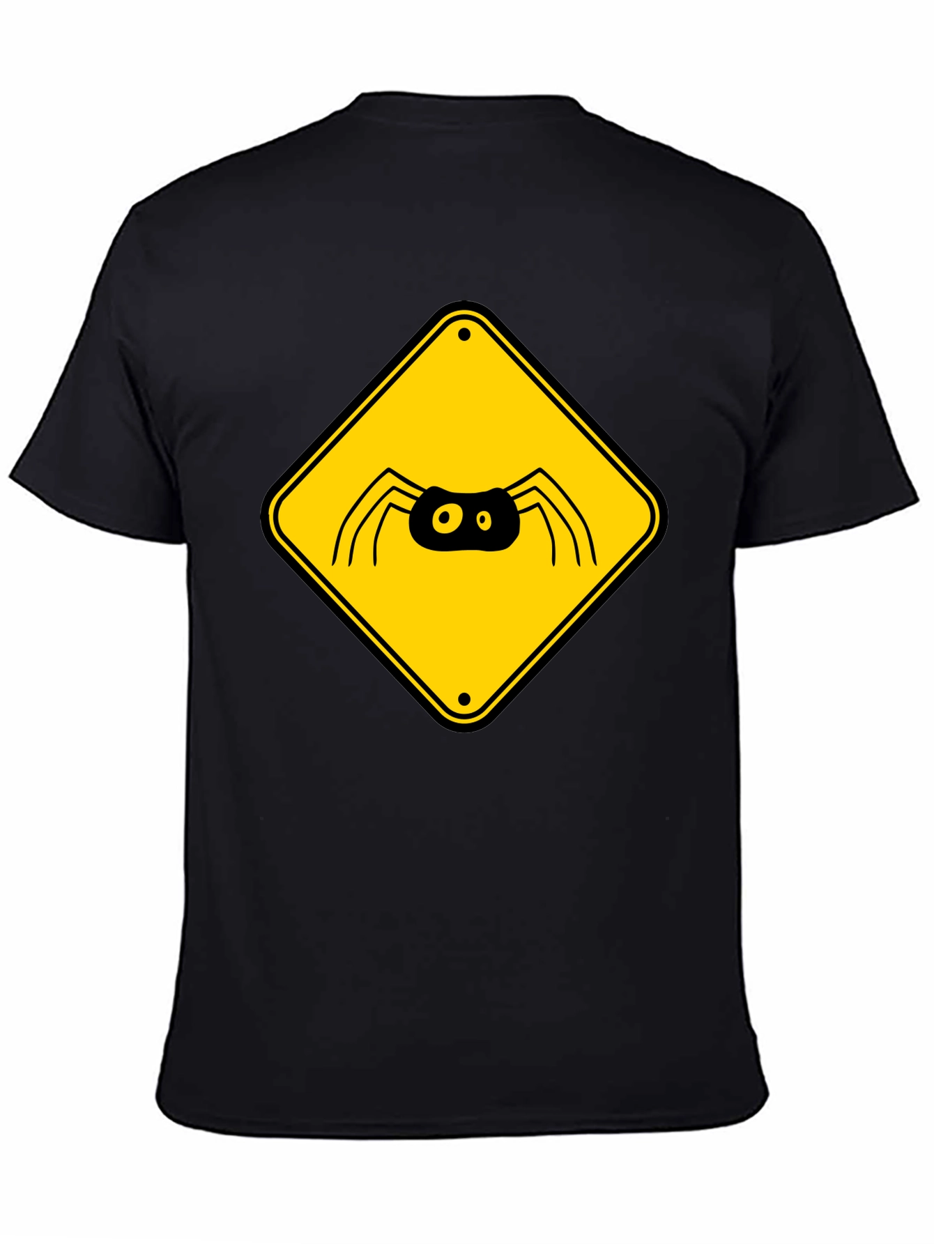 Black Spider Warning Sign Graphic T-Shirt view 4