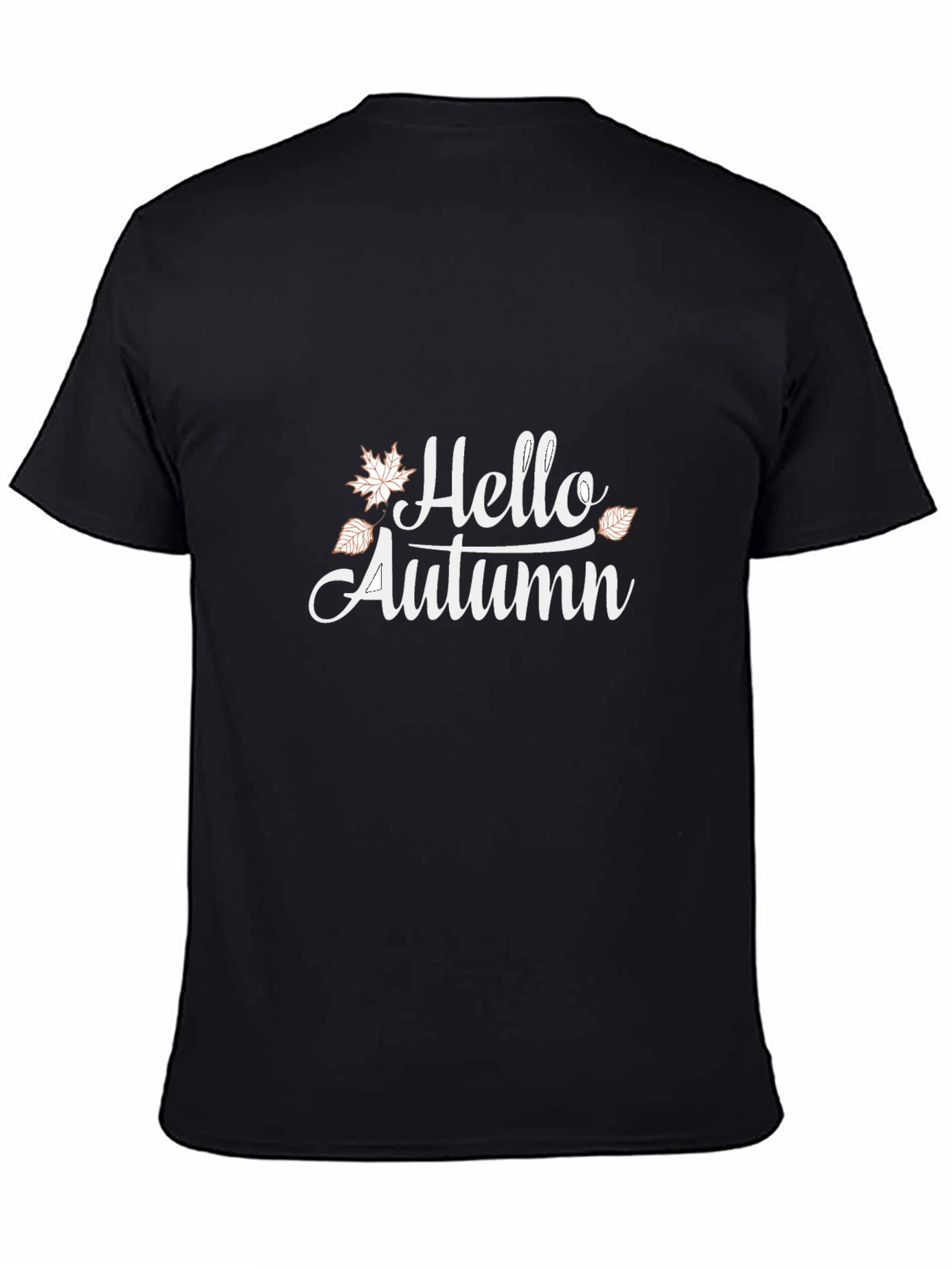 Black Hello Autumn Graphic Tee - Black Cotton T-Shirt view 4