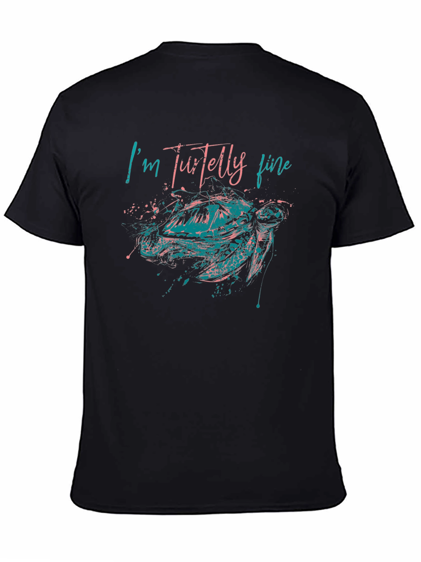 Black I'm Turtelly Fine Graphic Tee - Turtle Design view 4
