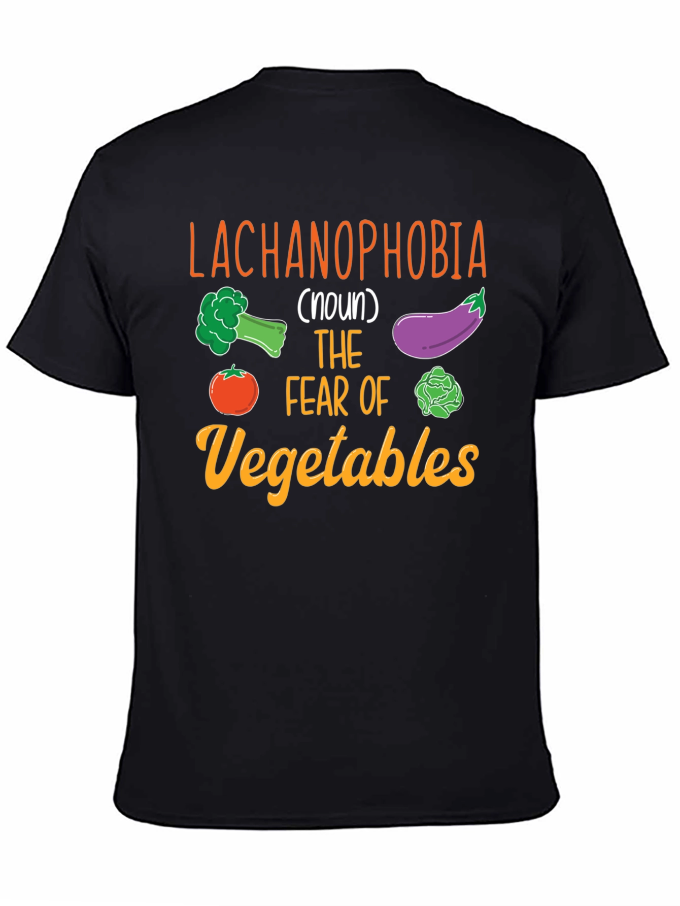 Black Lachanophobia Vegetable Fear T-Shirt view 4