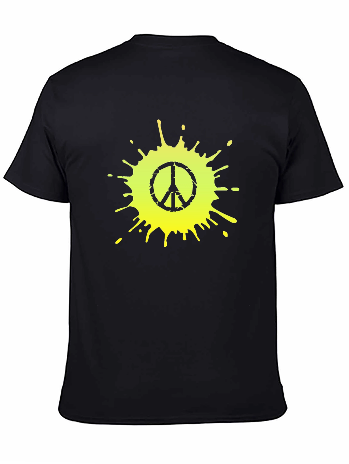 Black Peace Sign Splatter Graphic Tee - Black Cotton T-Shirt view 4