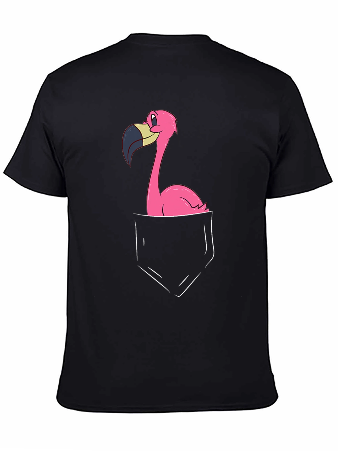 Black Flamingo Pocket Graphic Tee - Black Cotton Blend view 4