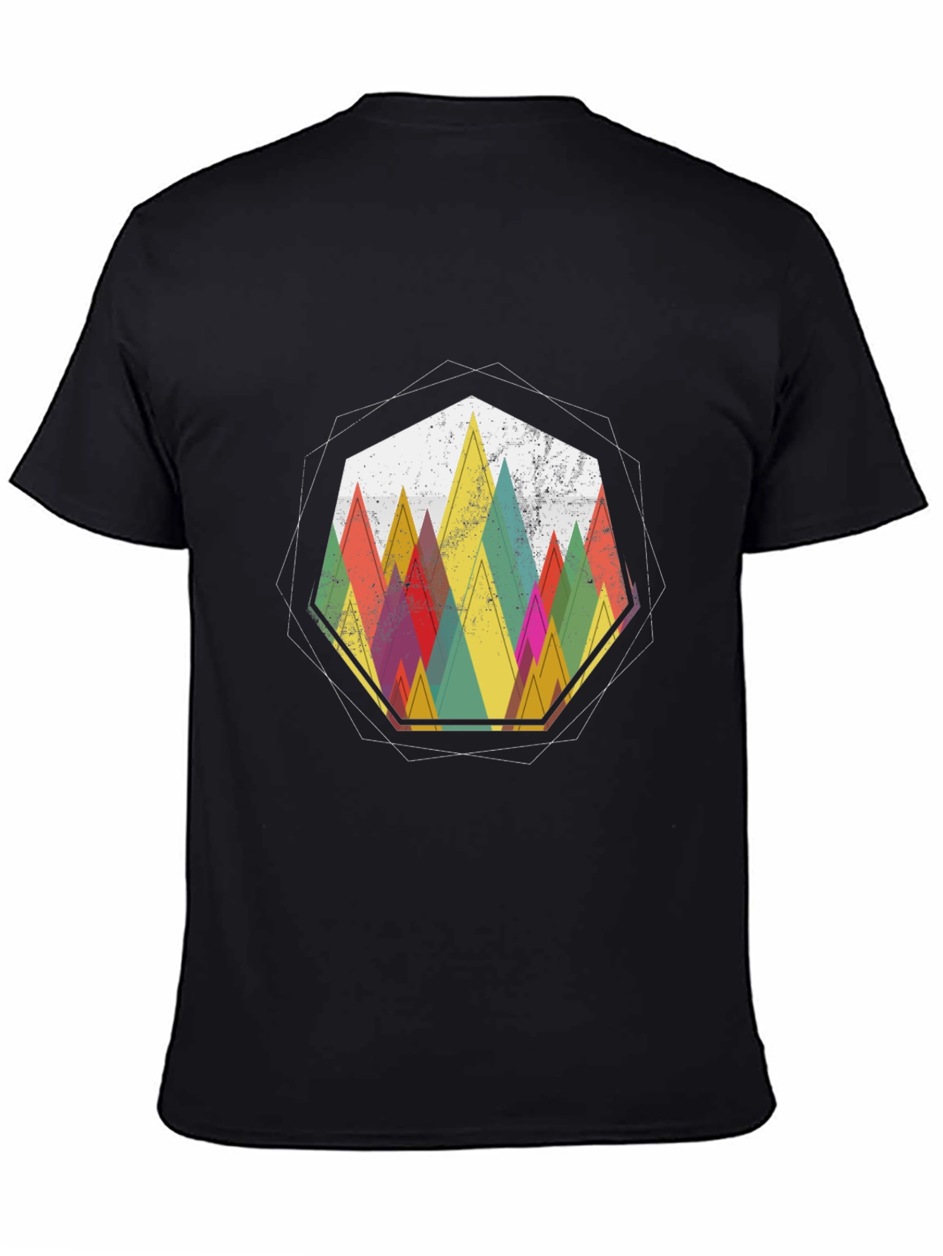 Black Geometric Mountain Graphic Tee - Stylish Casual Wear view 4