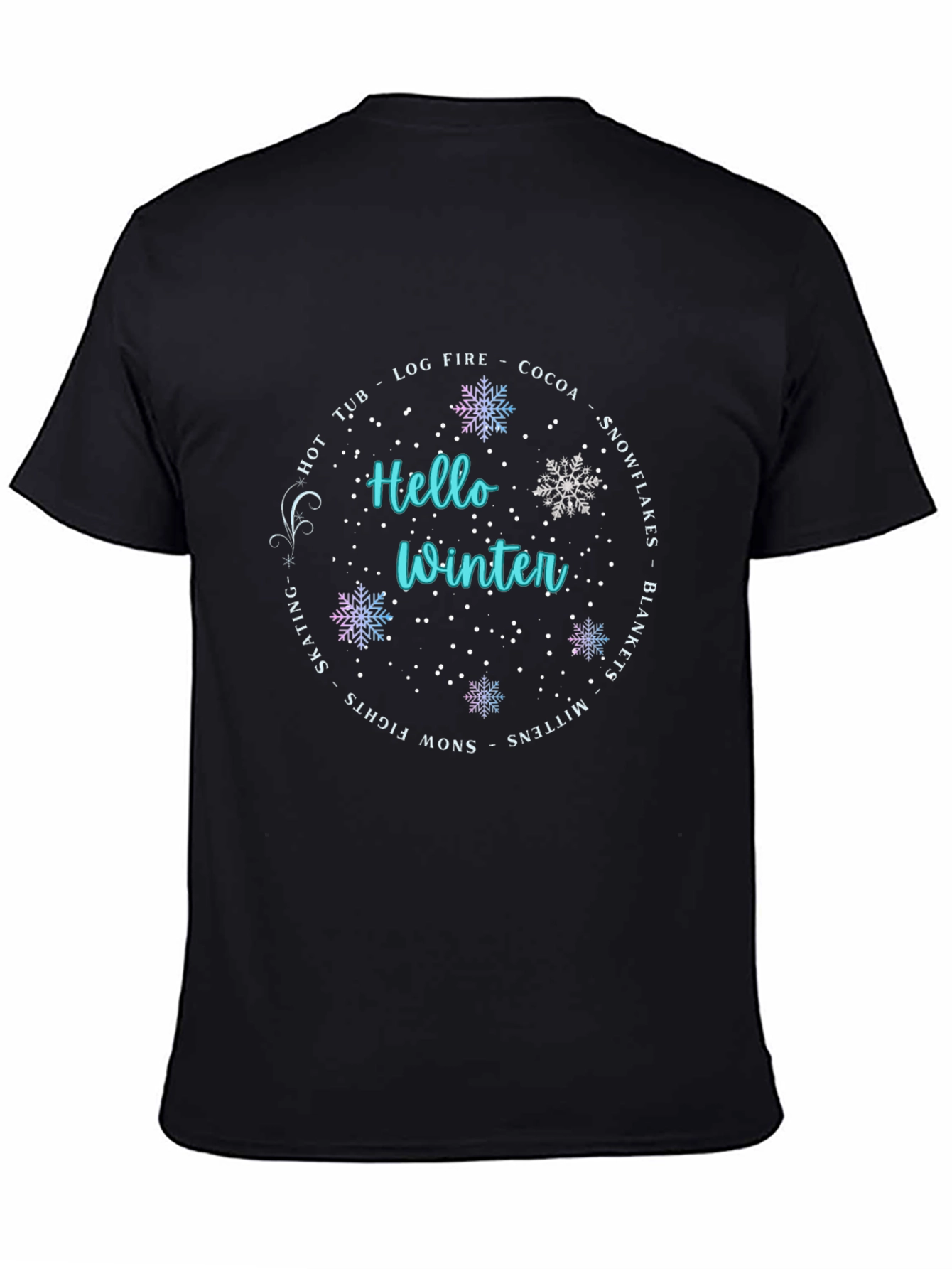 Black Hello Winter T-Shirt view 4