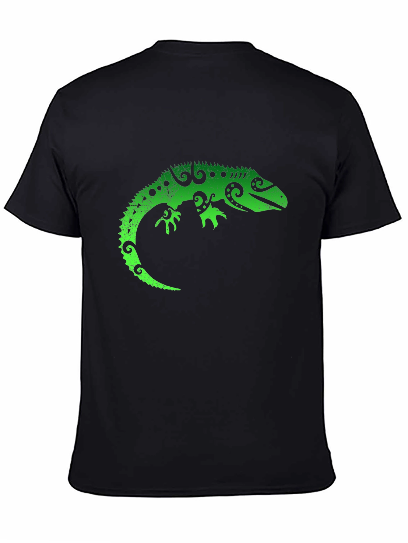 Black Green Lizard Graphic Tee - Cool Reptile T-Shirt view 4