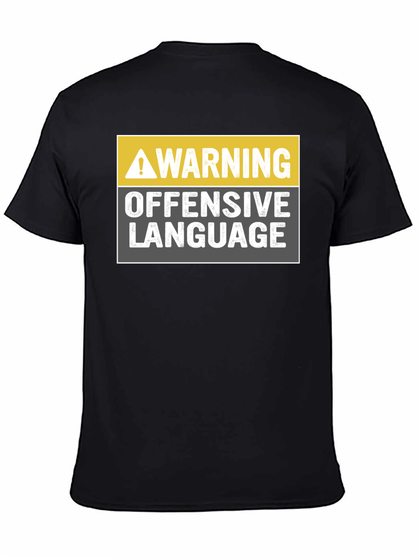 Black Warning Offensive Language T-Shirt view 4