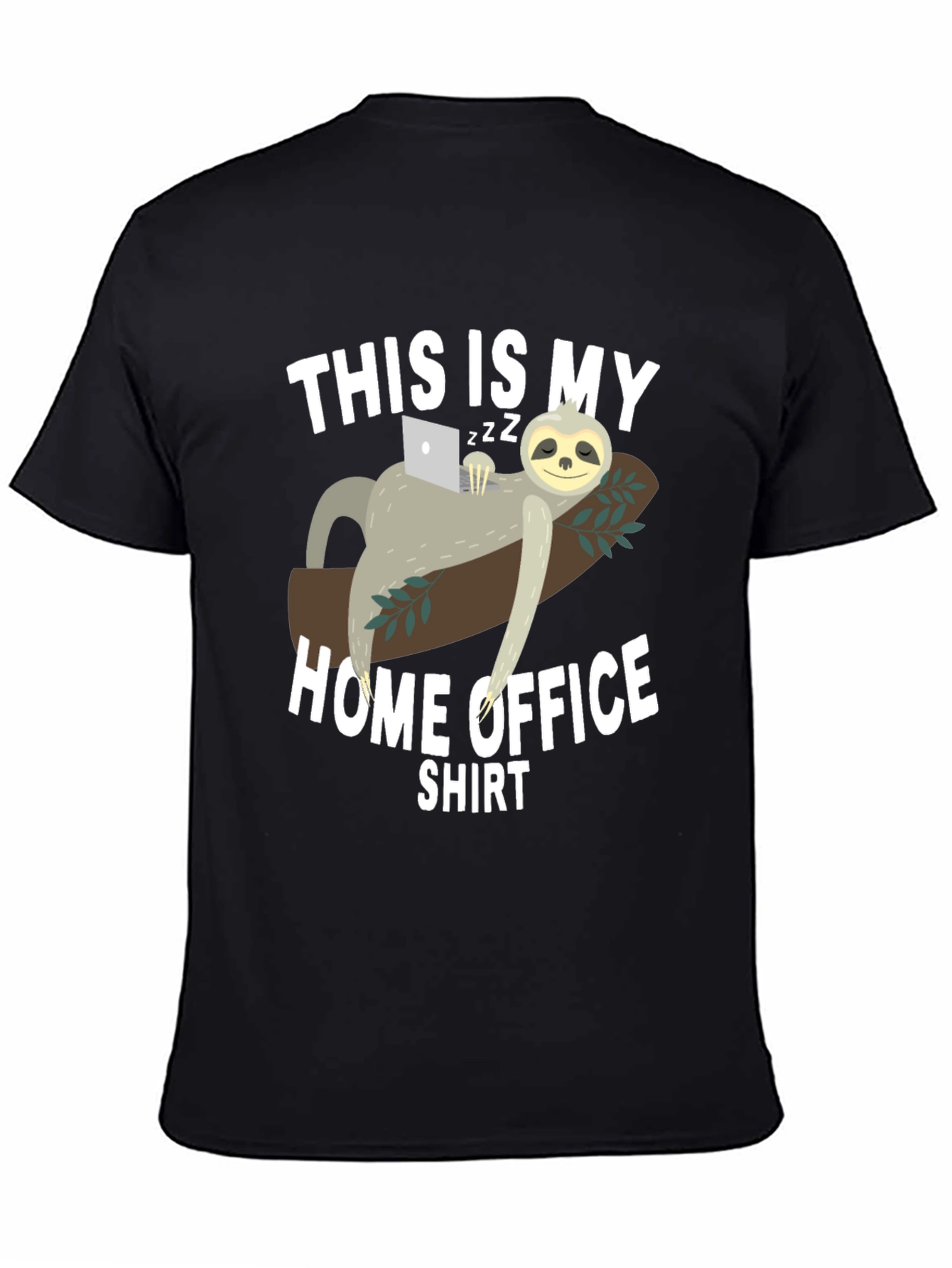 Black Home Office Sloth T-Shirt - Work From Home Tee view 4