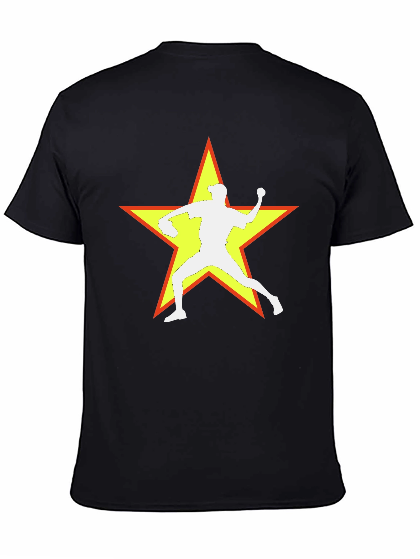 Black Baseball Star Graphic Tee - Black Cotton Blend view 4