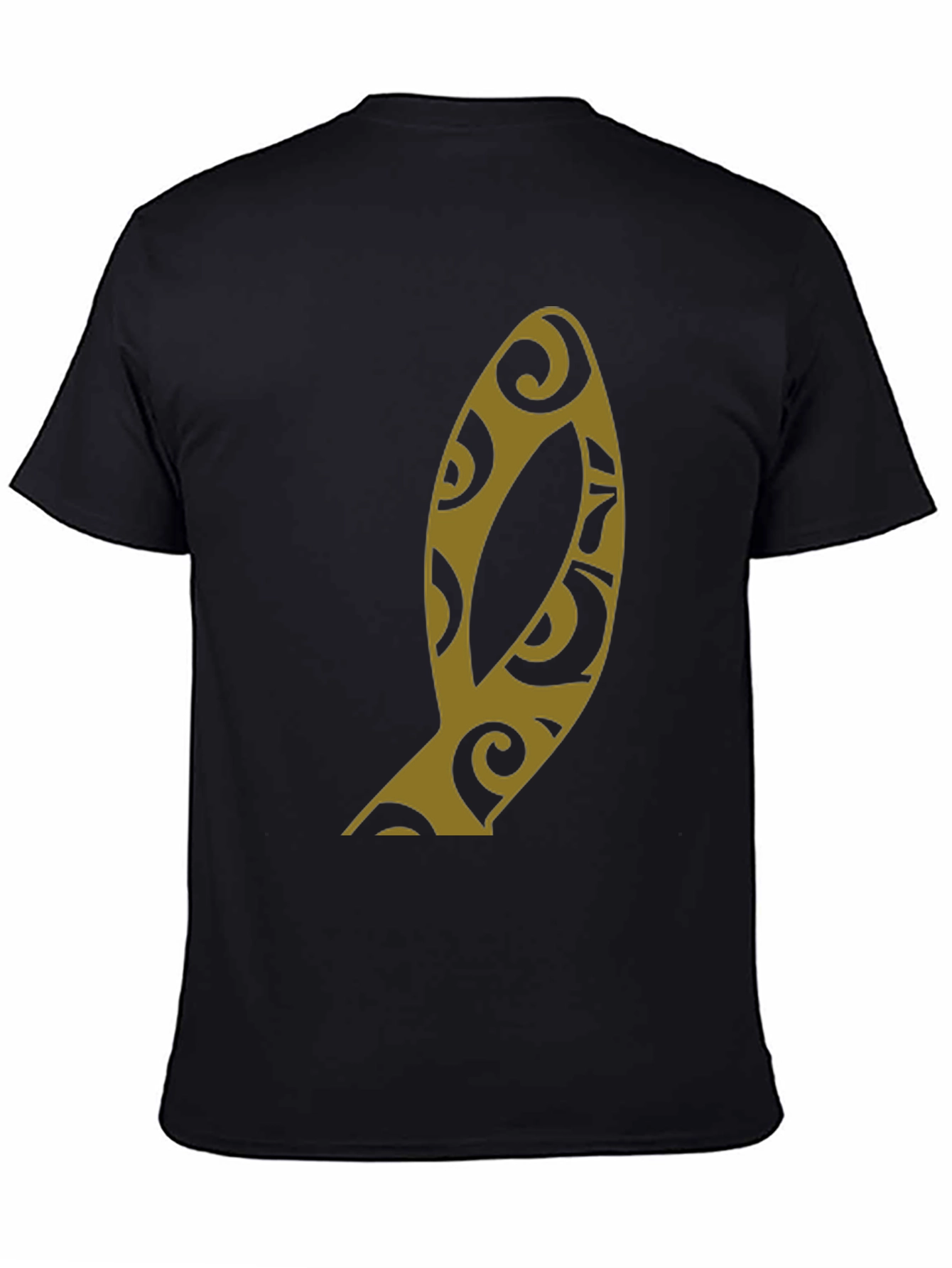 Black Stylish Black T-Shirt with Unique Gold Graphic Print view 4