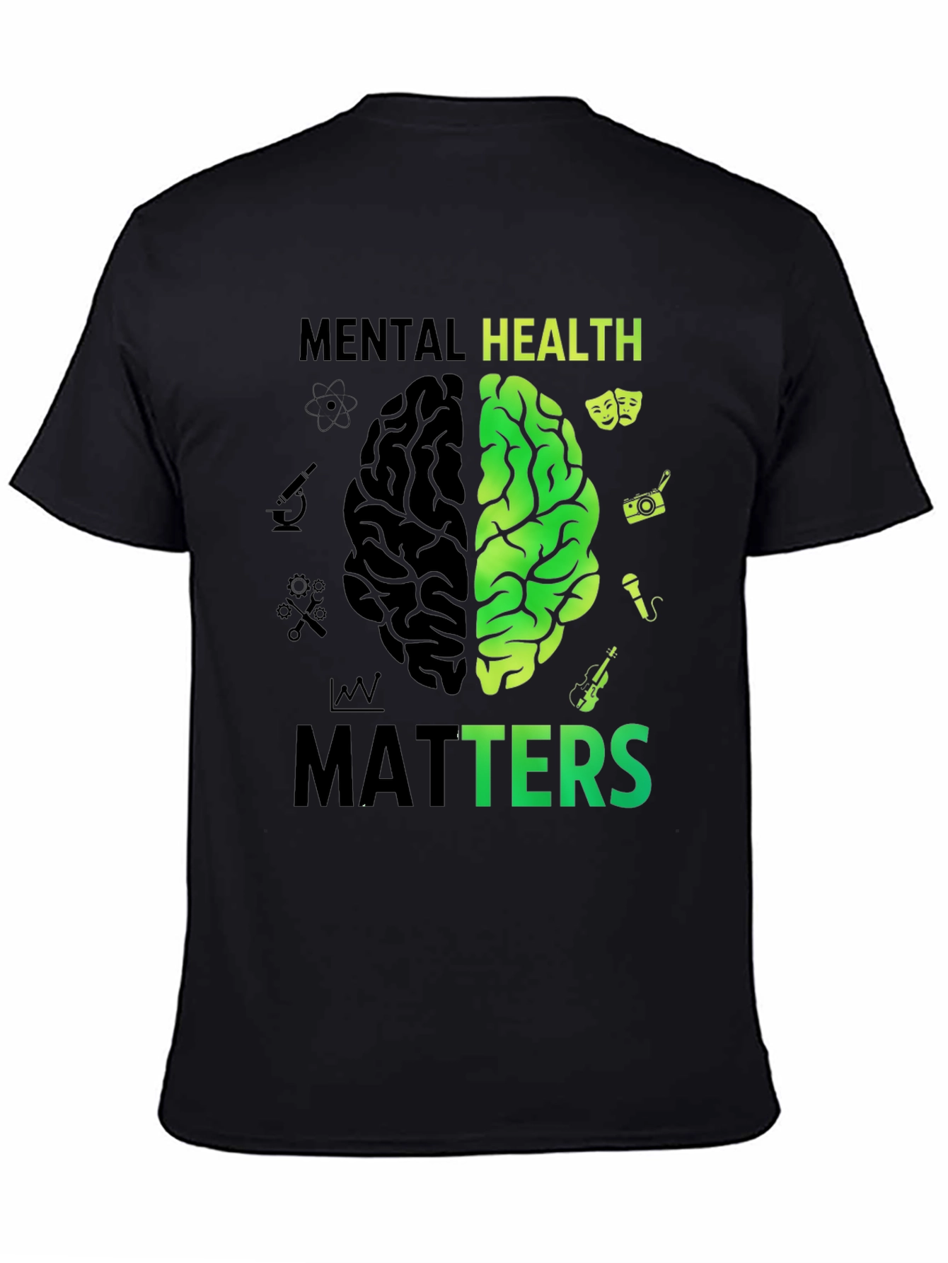 Black Mental Health Matters Brain Graphic Tee view 4