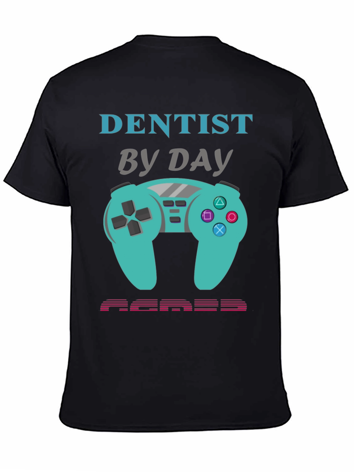 Black Dentist By Day Gamer By Night Graphic Tee view 4