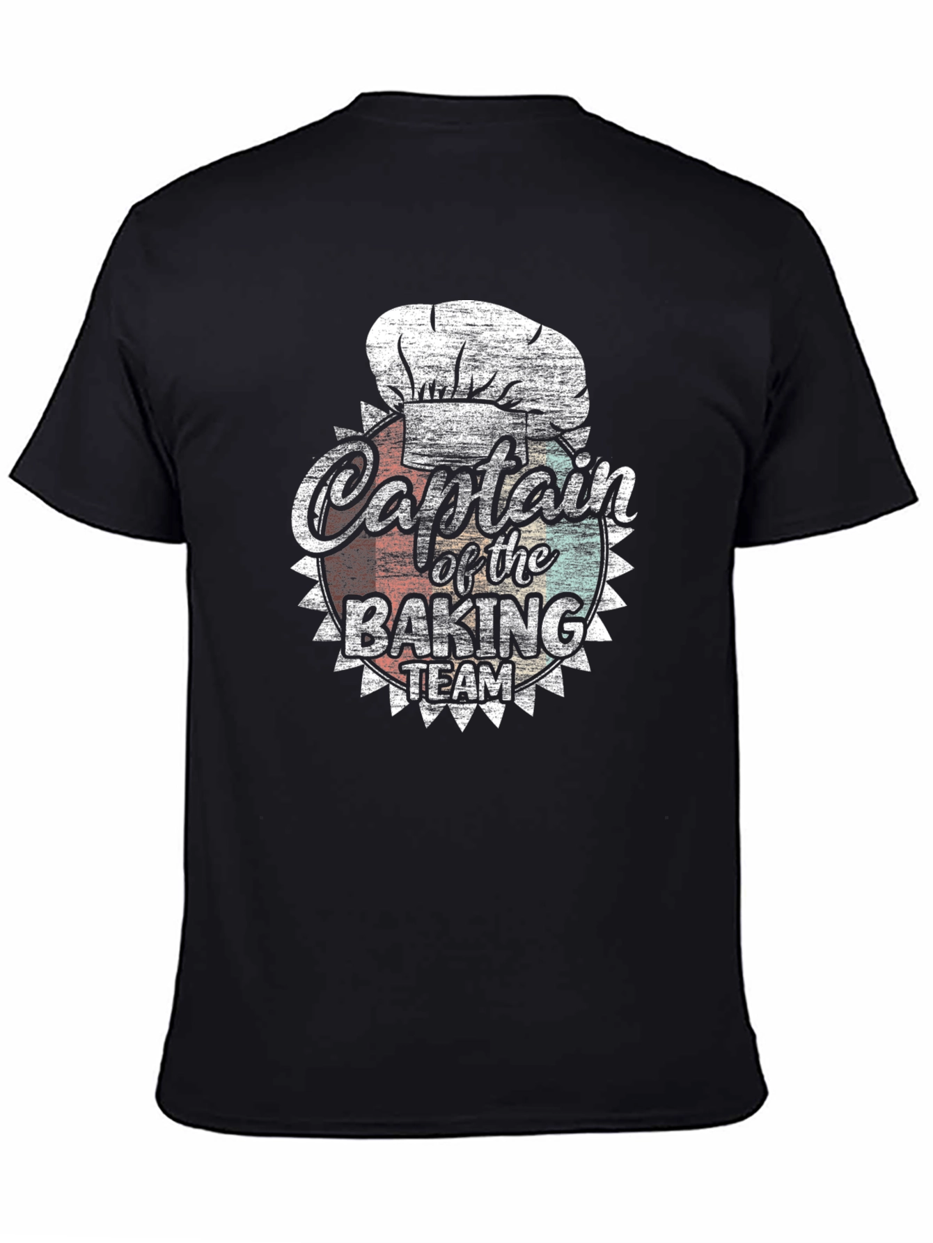 Black Captain of the Baking Team T-Shirt - Retro Chef Tee view 4