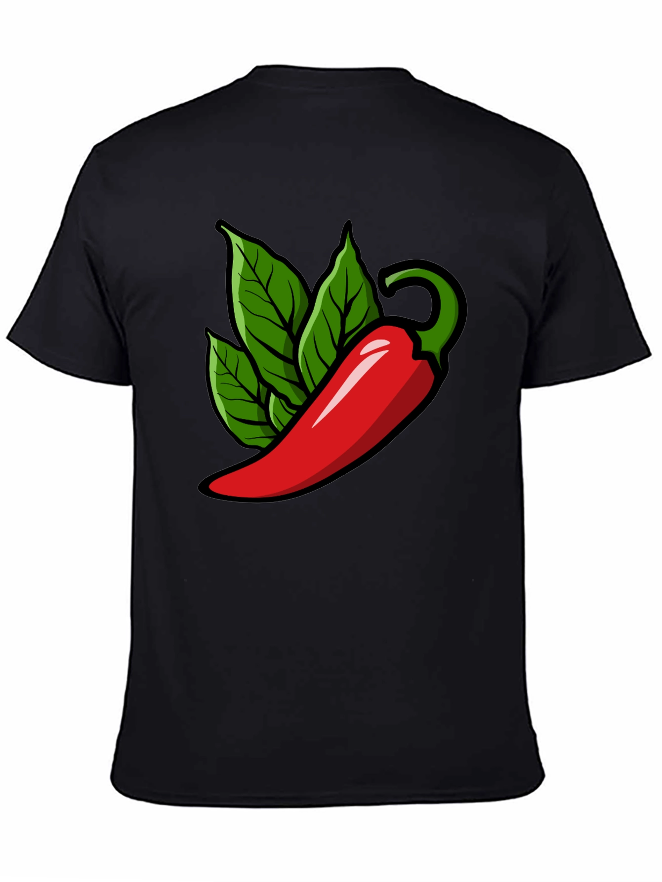 Black Spicy Pepper Graphic Tee - Black Cotton T-Shirt view 4