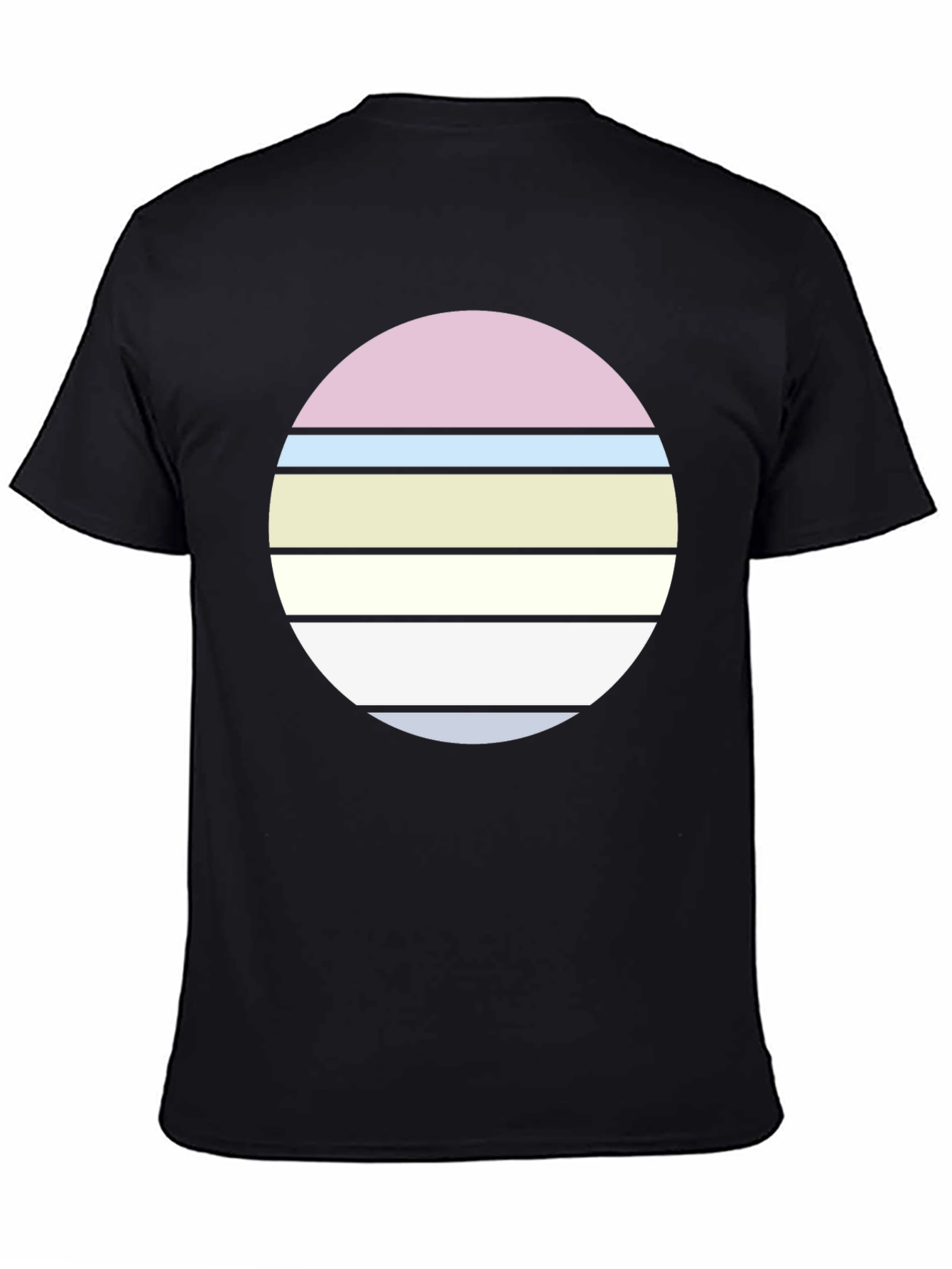 Black Retro Striped Circle Graphic T-Shirt view 4