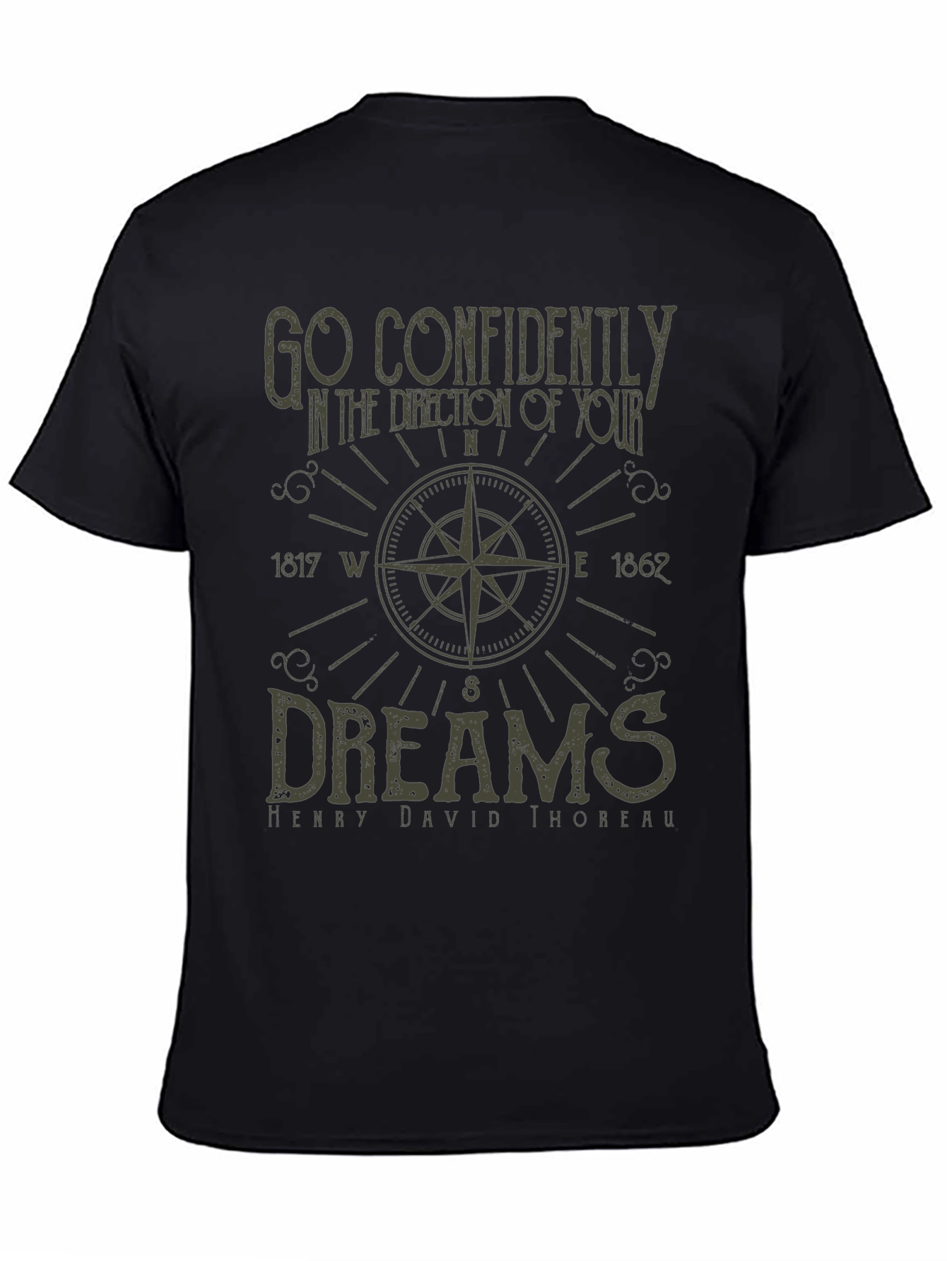 Black Inspirational Compass T-Shirt - Go Confidently view 4