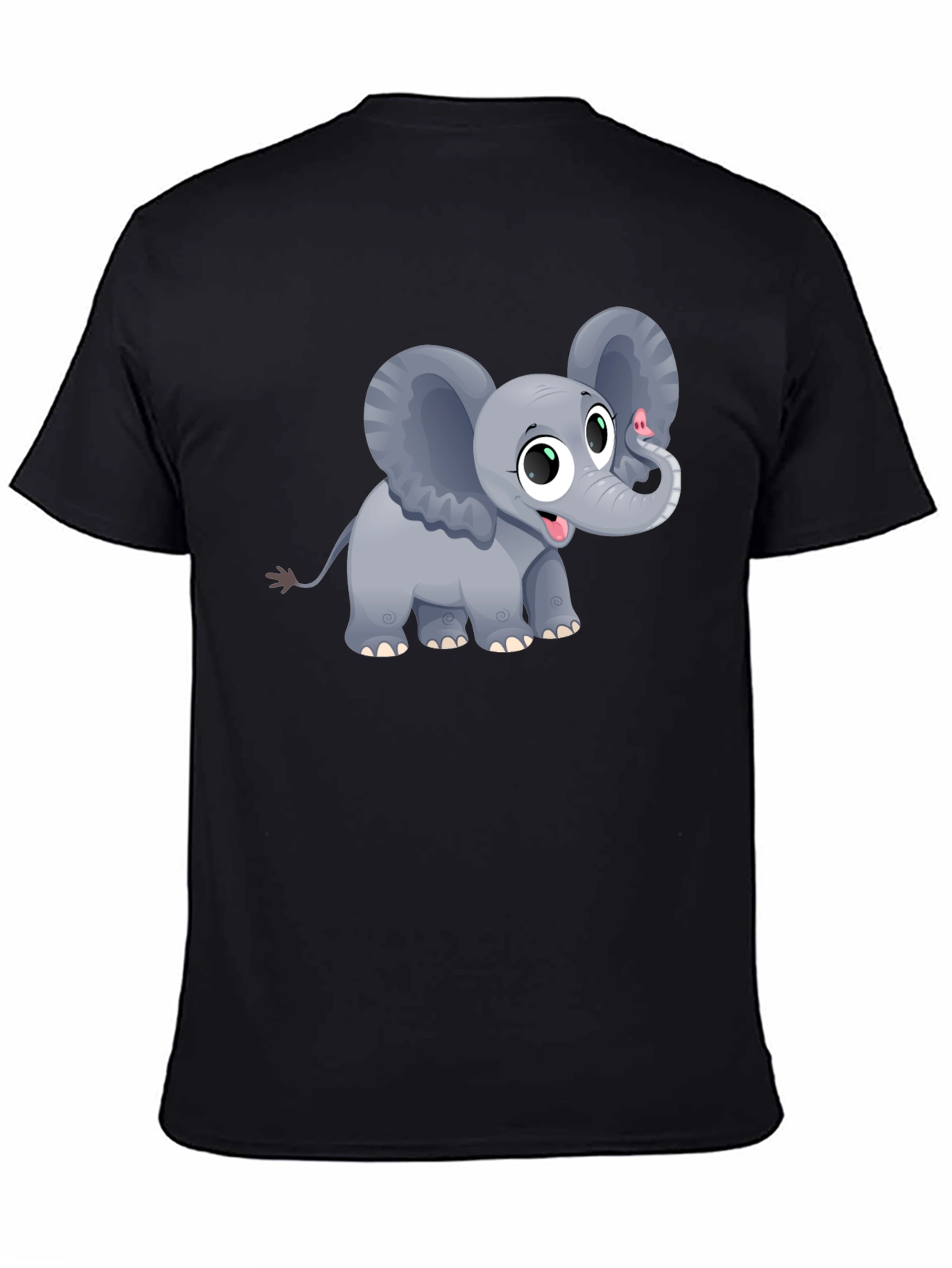 Black Cute Elephant Graphic Tee - Unisex Black T-Shirt view 4