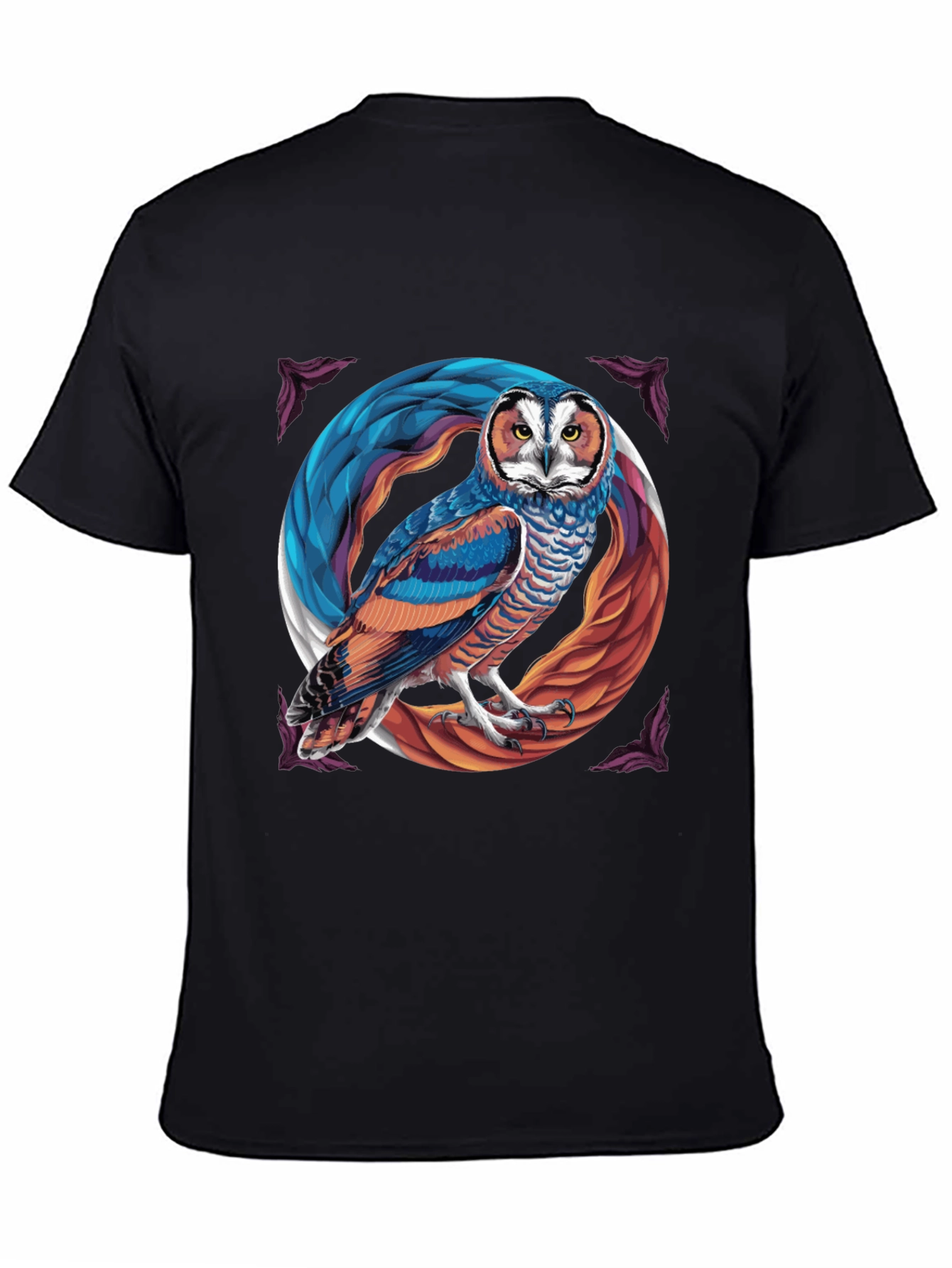 Black Owl Graphic Print Black T-Shirt view 4