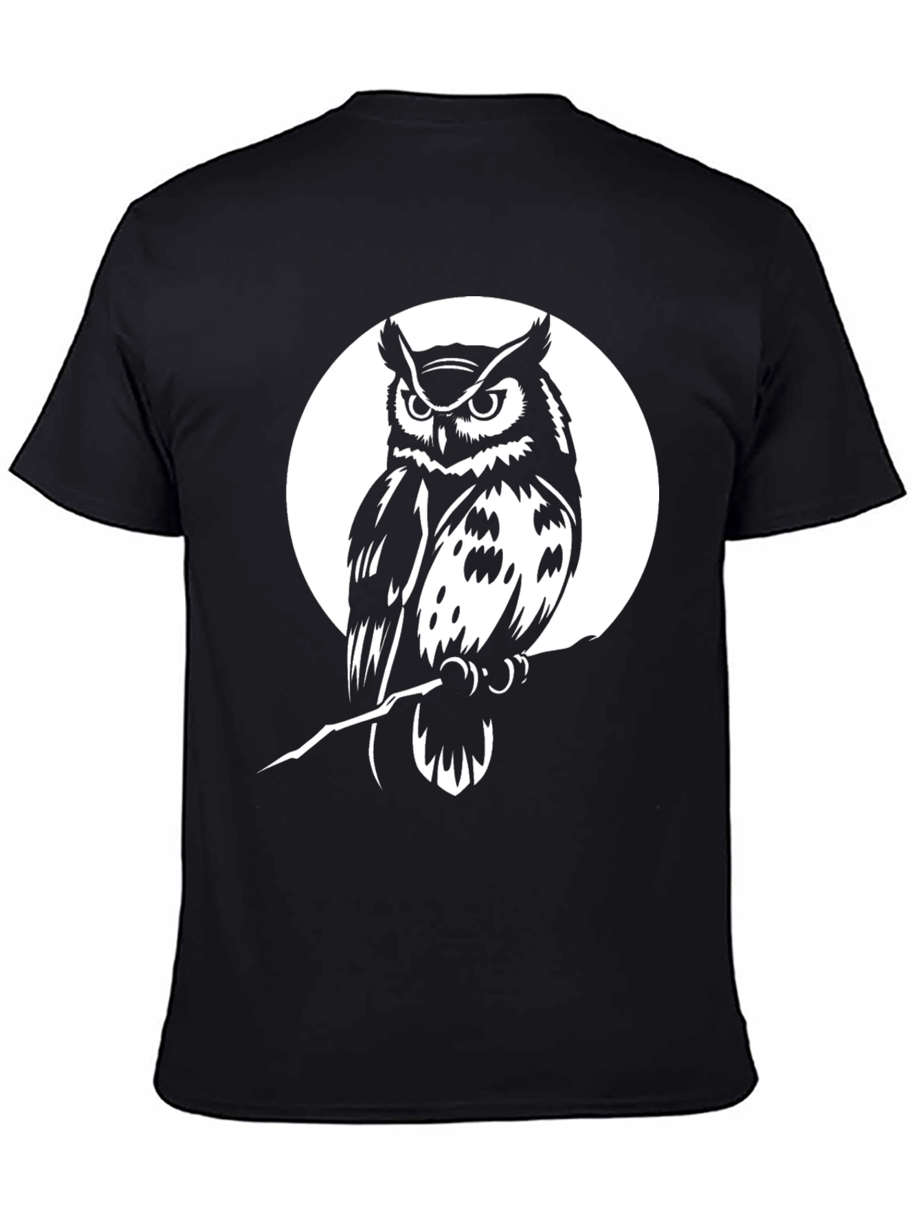 Black Owl Graphic Tee - Black Cotton Blend T-Shirt view 4