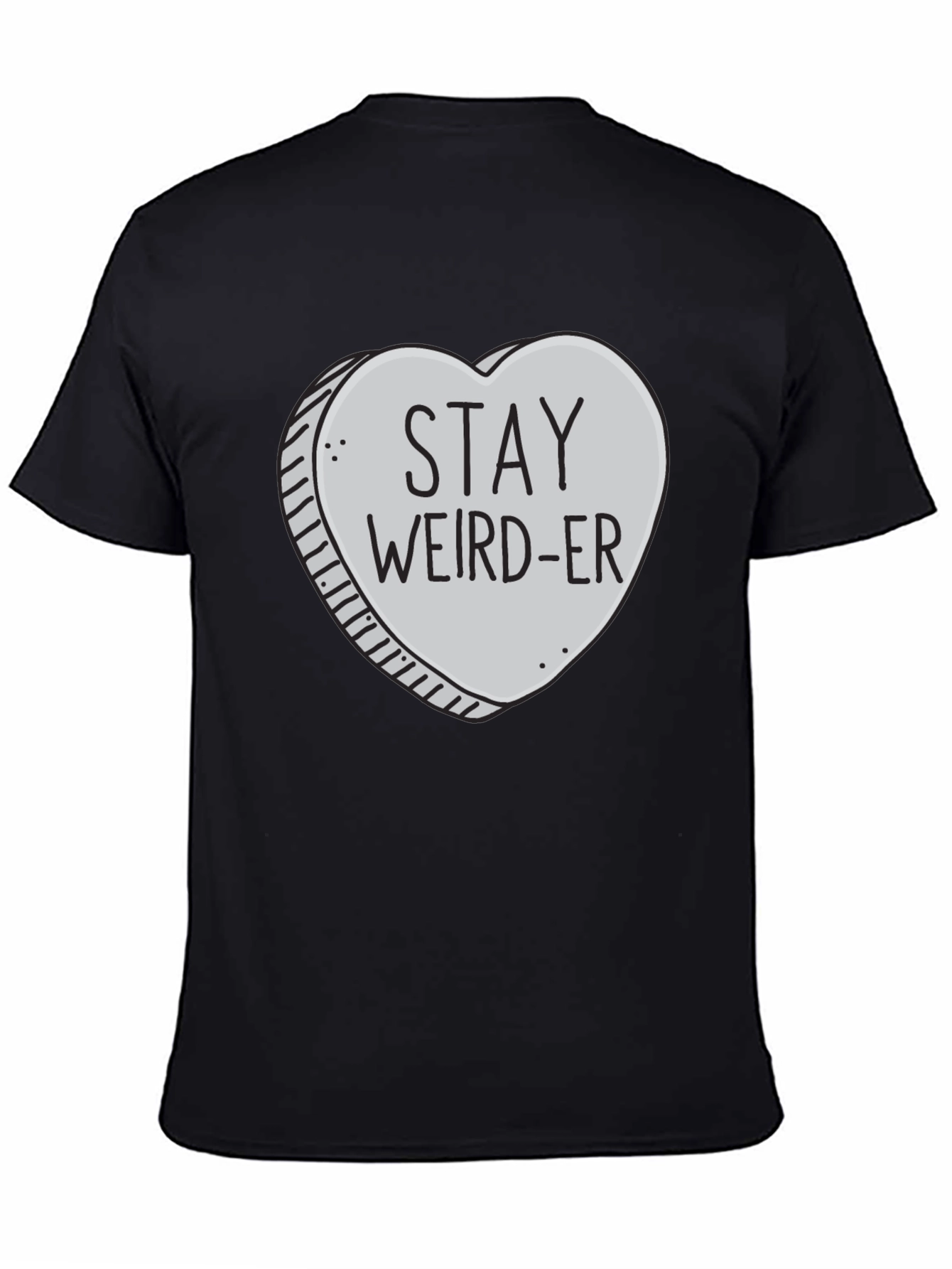 Black Stay Weird-er Heart Graphic Black T-Shirt view 4