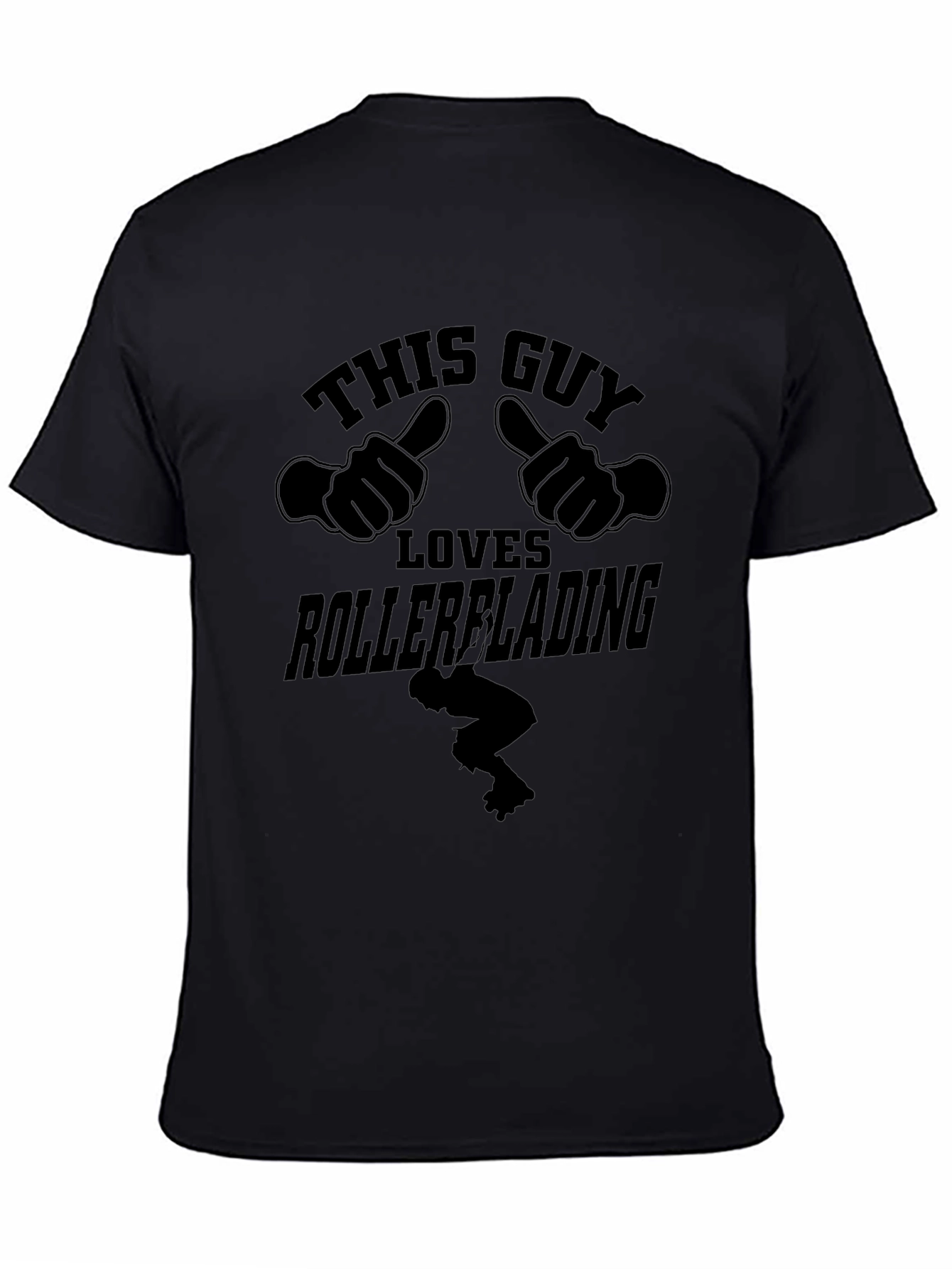 Black This Guy Loves Rollerblading Black T-Shirt view 4