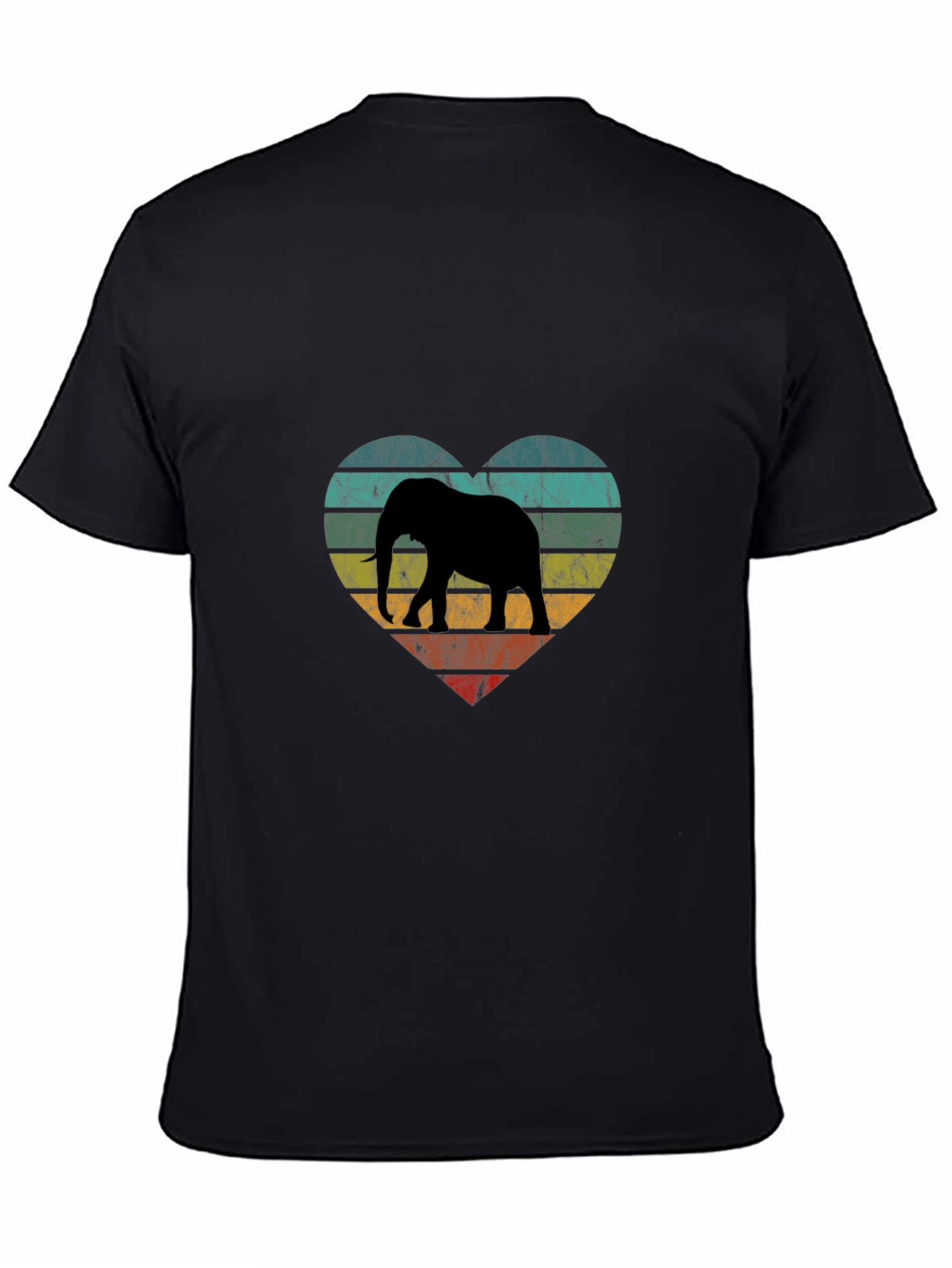 Black Elephant Heart Graphic Tee - Vintage Style view 4