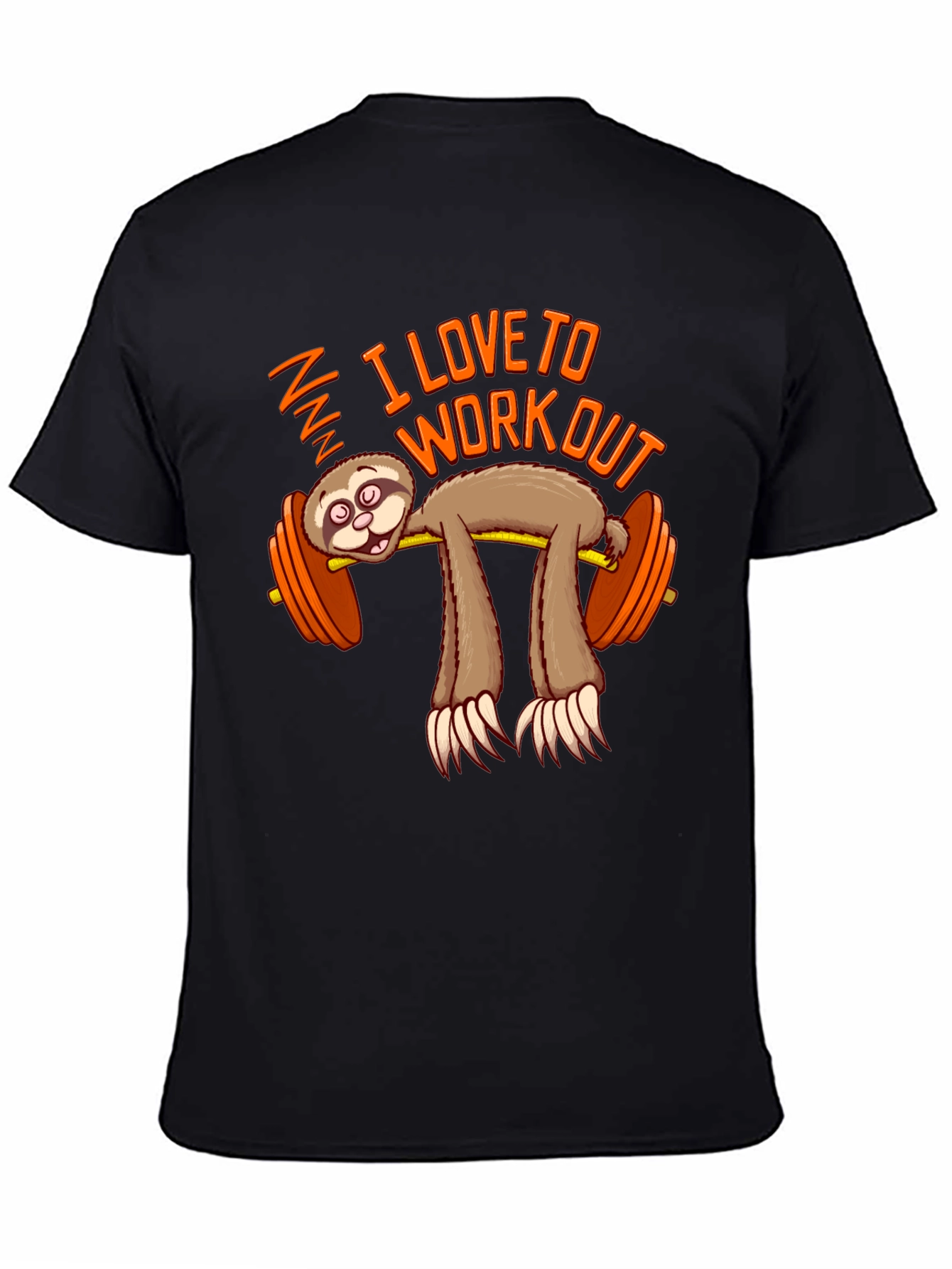 Black Funny Sloth Workout T-Shirt - I Love To Workout Gym Tee view 4