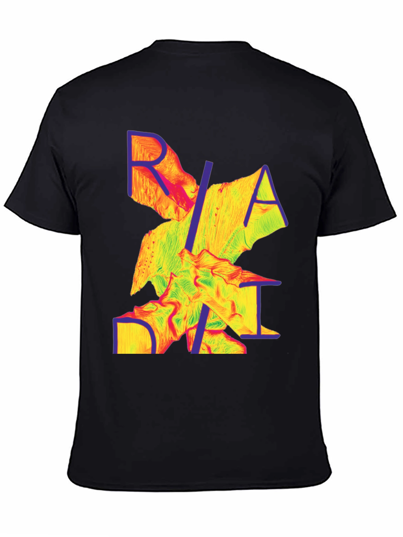 Black Abstract Graphic Tee - Modern Print Black T-Shirt view 4