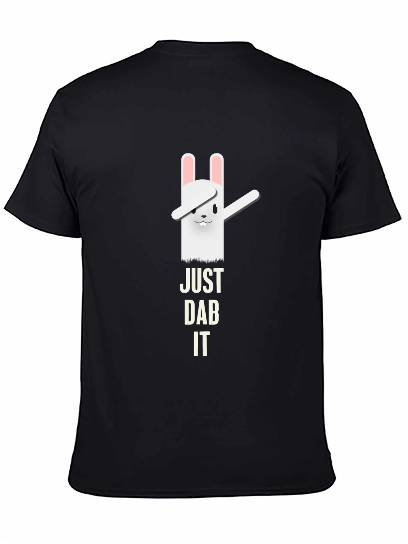 Black Just Dab It Funny Rabbit Black T-Shirt view 4