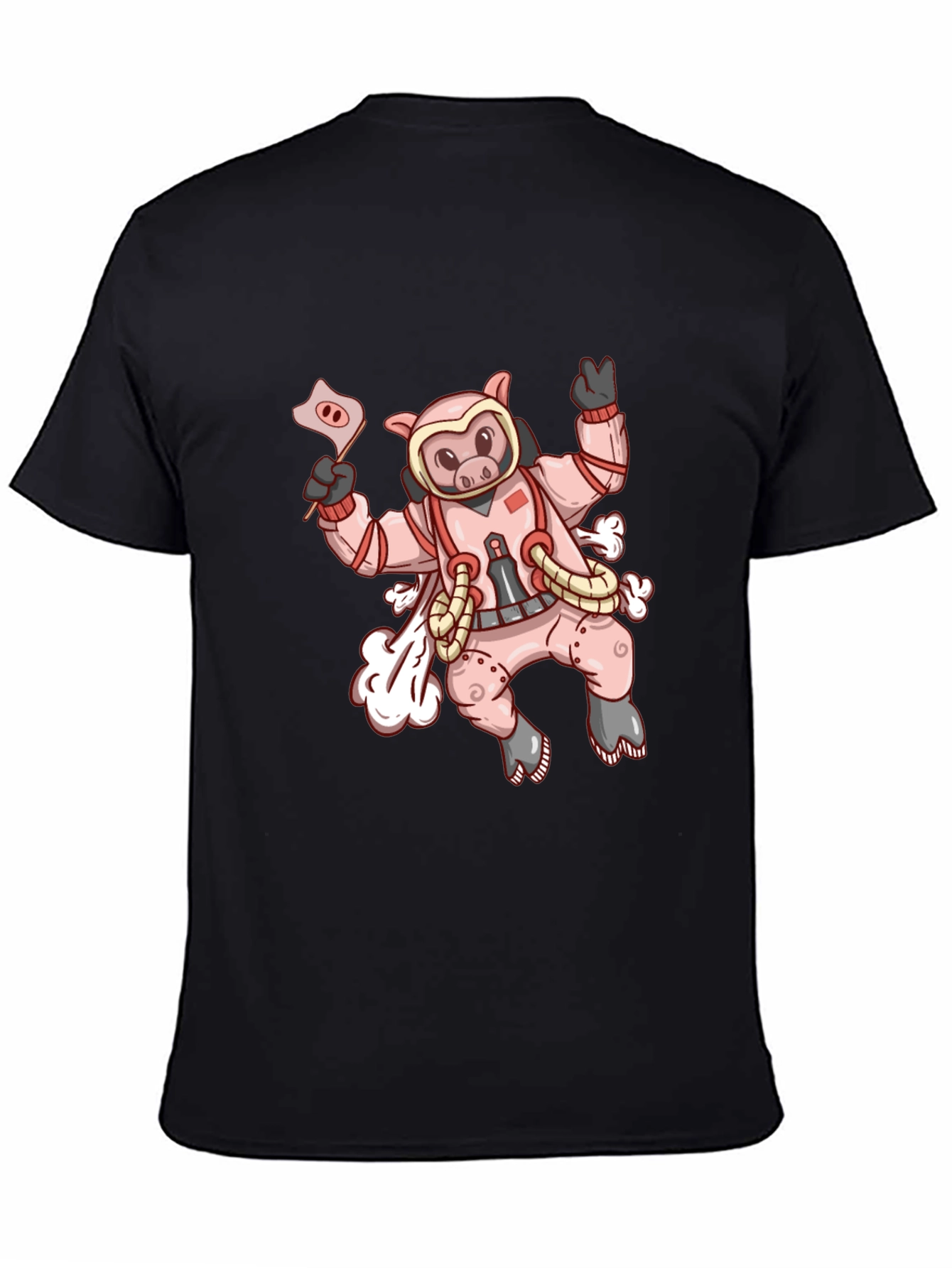 Black Cosmic Pig T-Shirt - Black Cotton Blend view 4