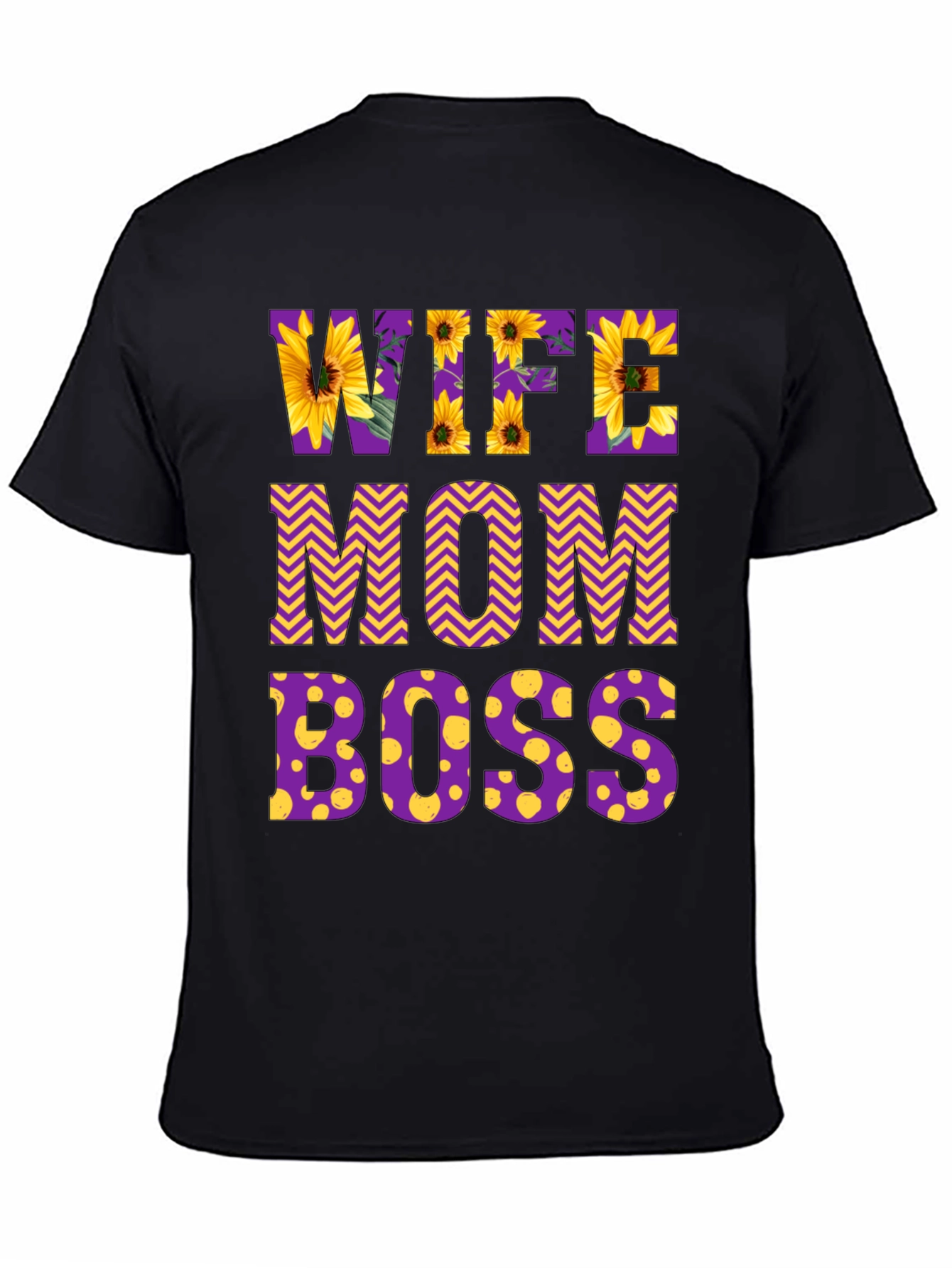 Black Wife Mom Boss Floral Graphic T-Shirt view 4