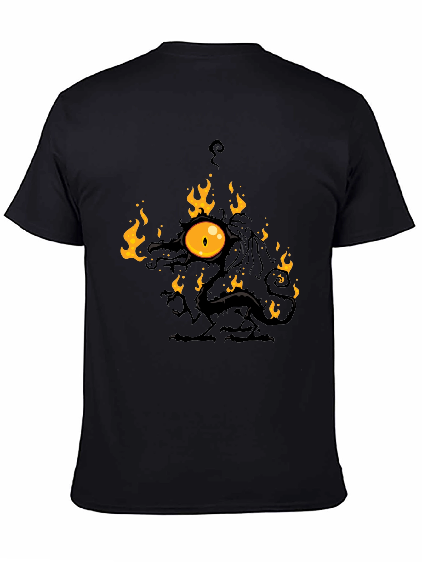 Black Fiery Eye Dragon Black T-Shirt view 4