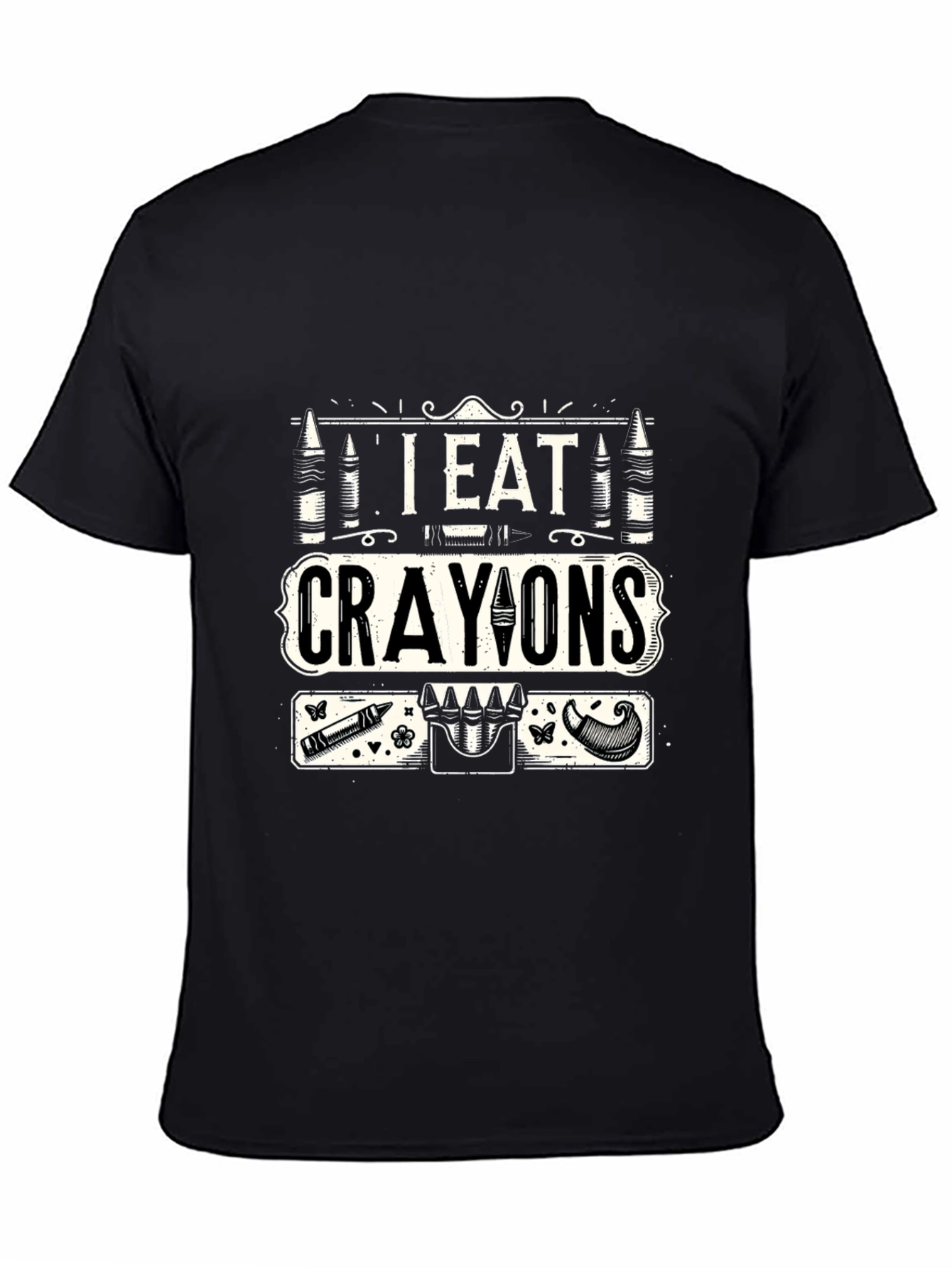 Black I Eat Crayons Graphic T-Shirt - Funny Novelty Tee view 4