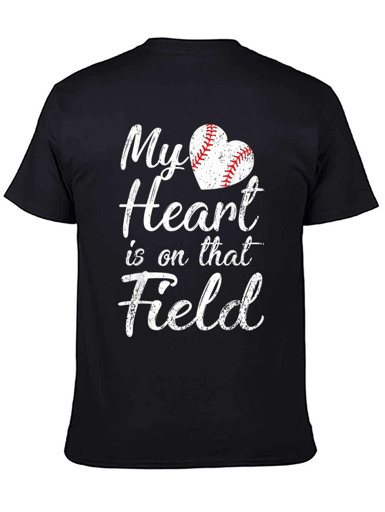 Black My Heart is on that Field Baseball T-Shirt view 4