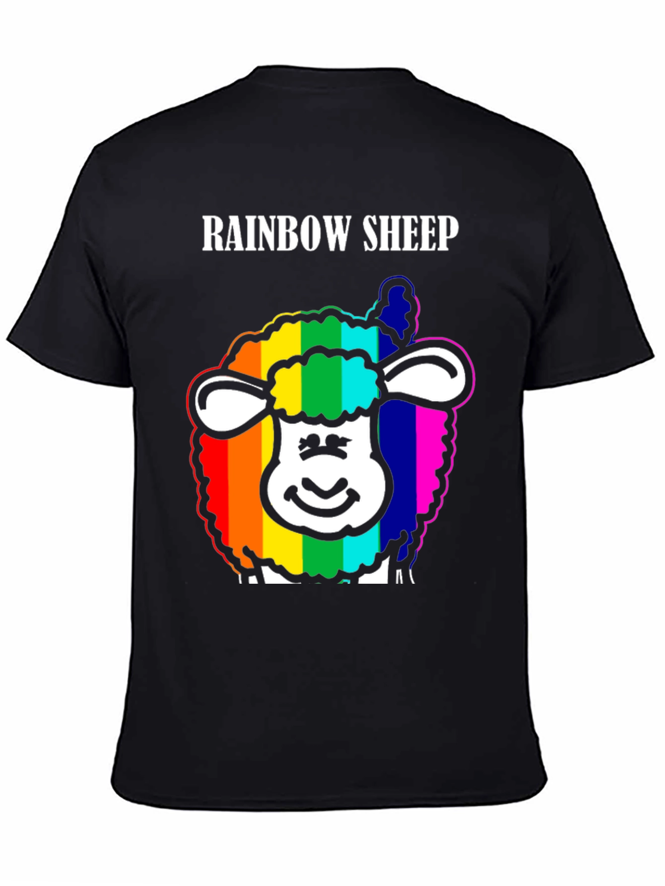Black Rainbow Sheep Graphic Tee - Black Cotton Blend view 4