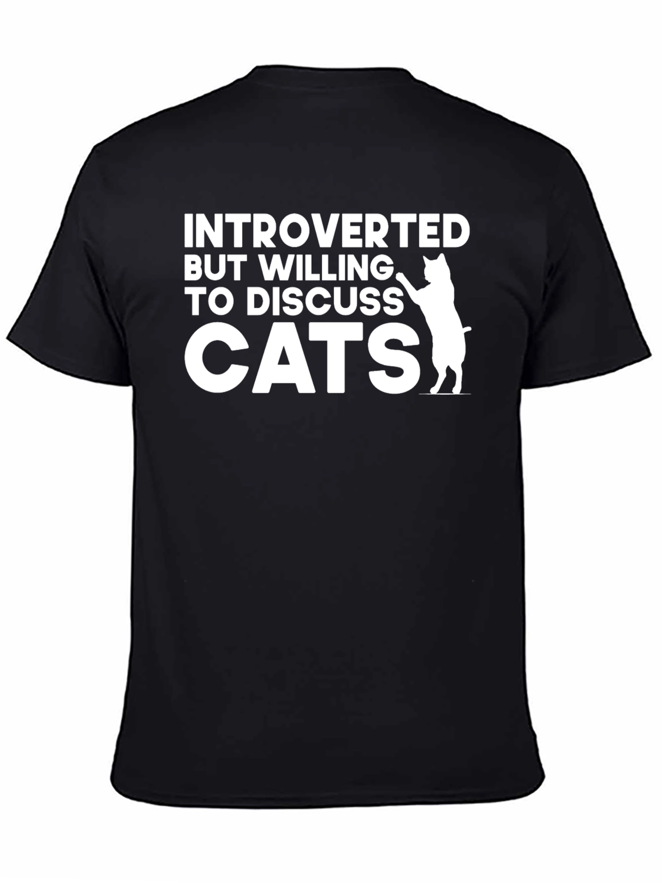 Black Introverted But Willing to Discuss Cats T-Shirt view 4