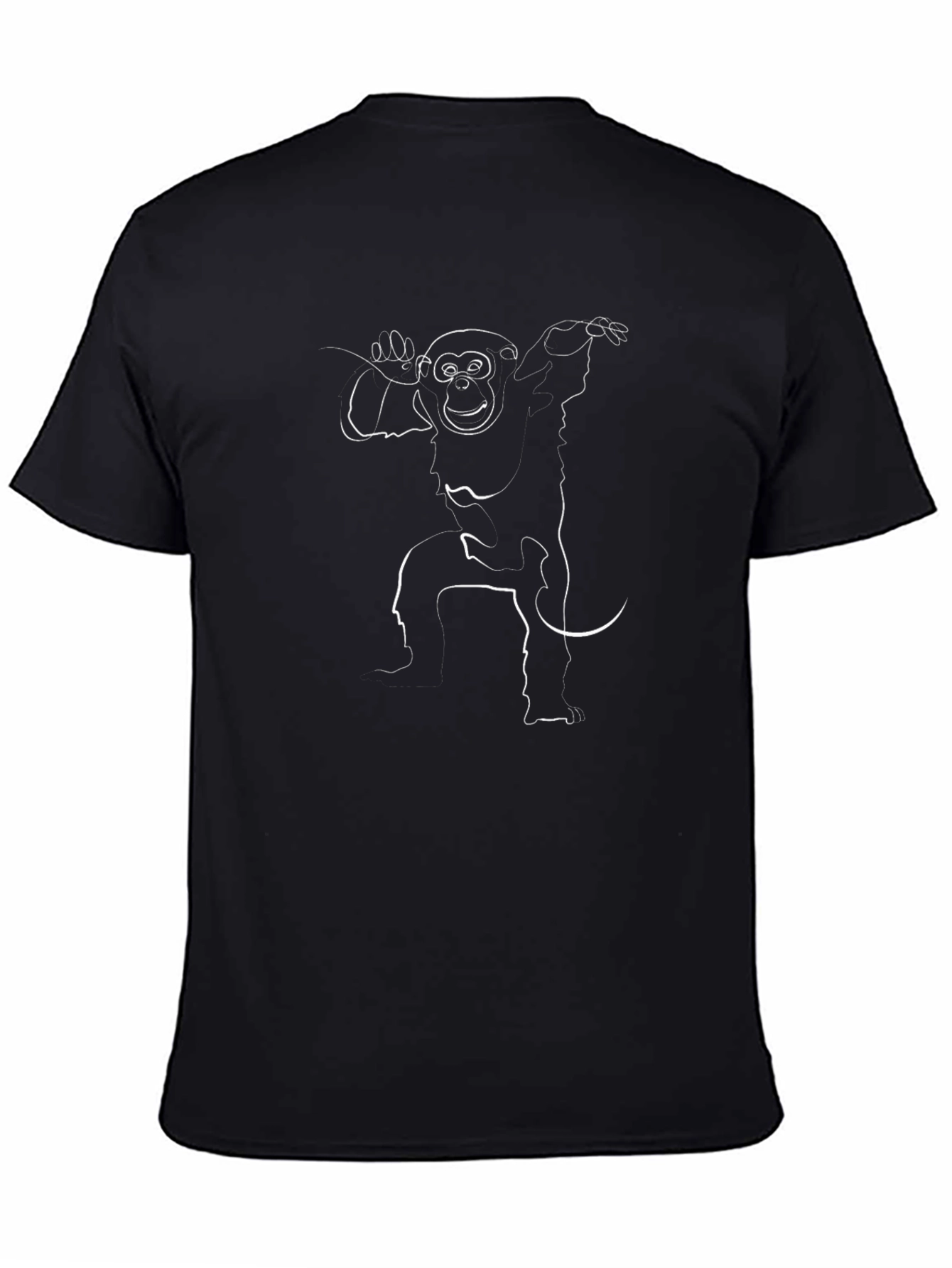 Black Monkey Outline Graphic Print Black T-Shirt view 4