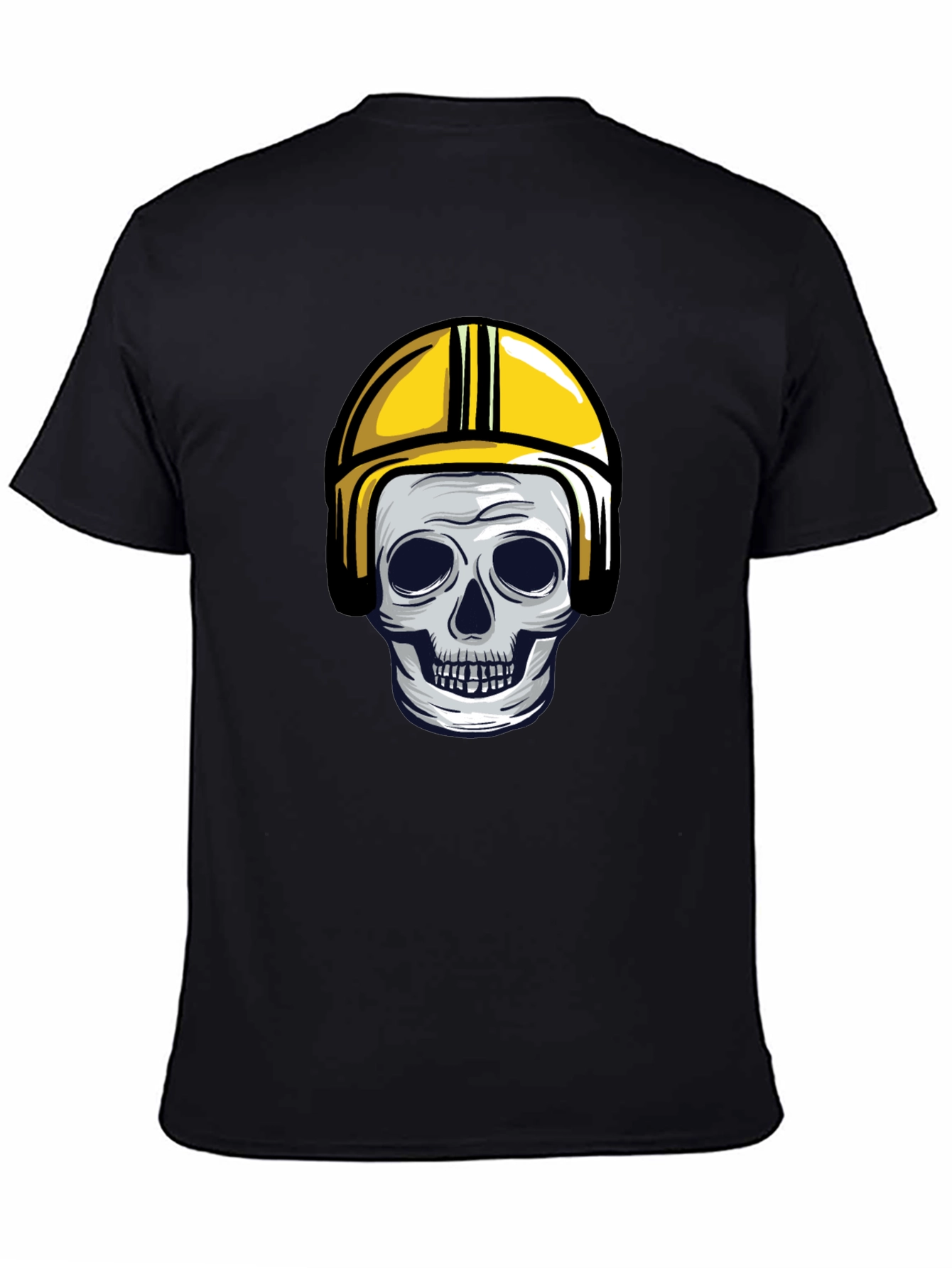 Black Skull in Yellow Helmet Graphic Tee view 4