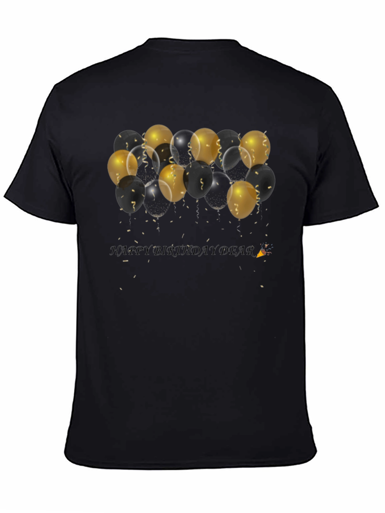 Black Birthday Balloons Black T-Shirt view 4