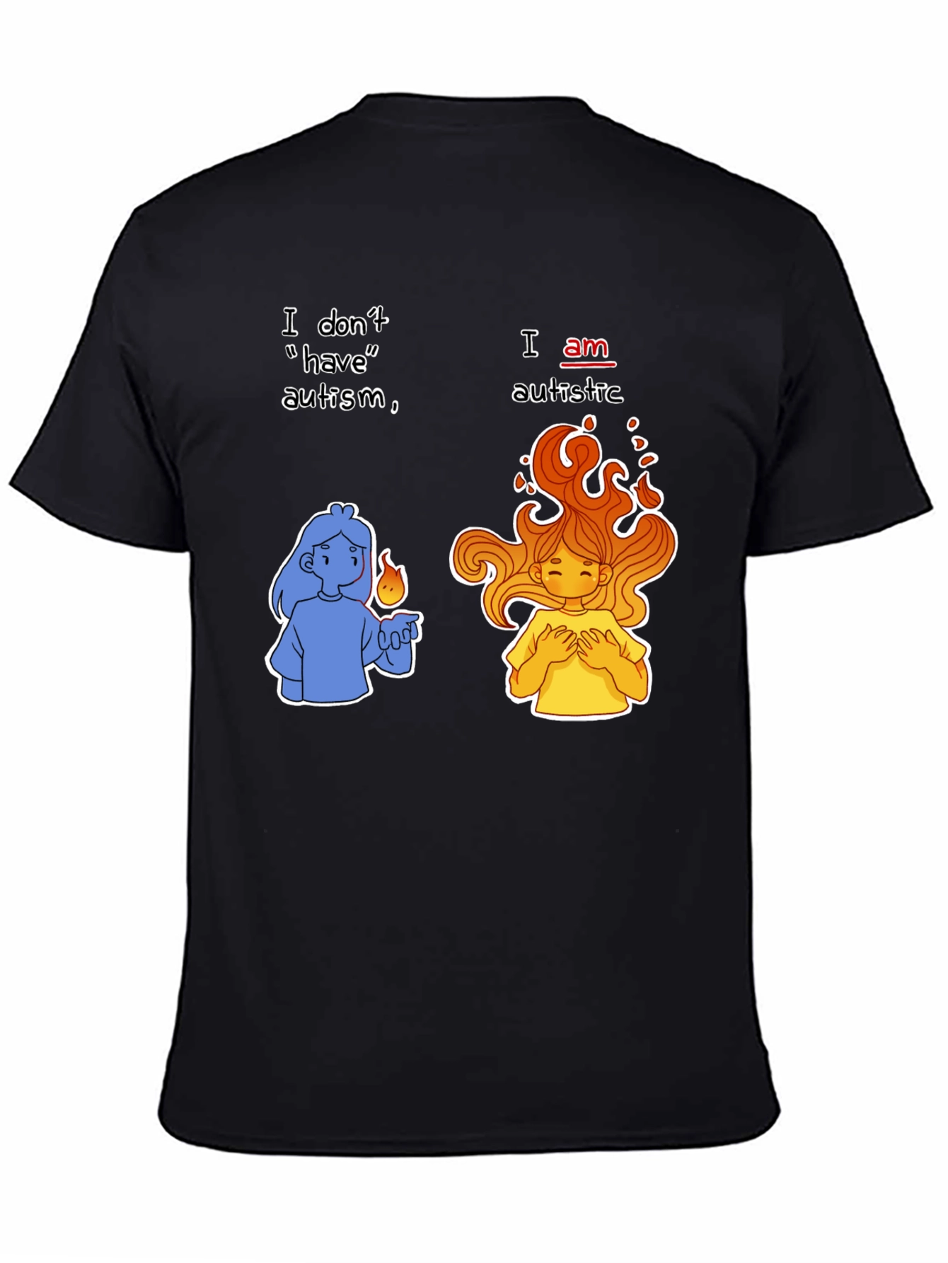 Black Autistic Pride T-Shirt - I Am Autistic Tee view 4