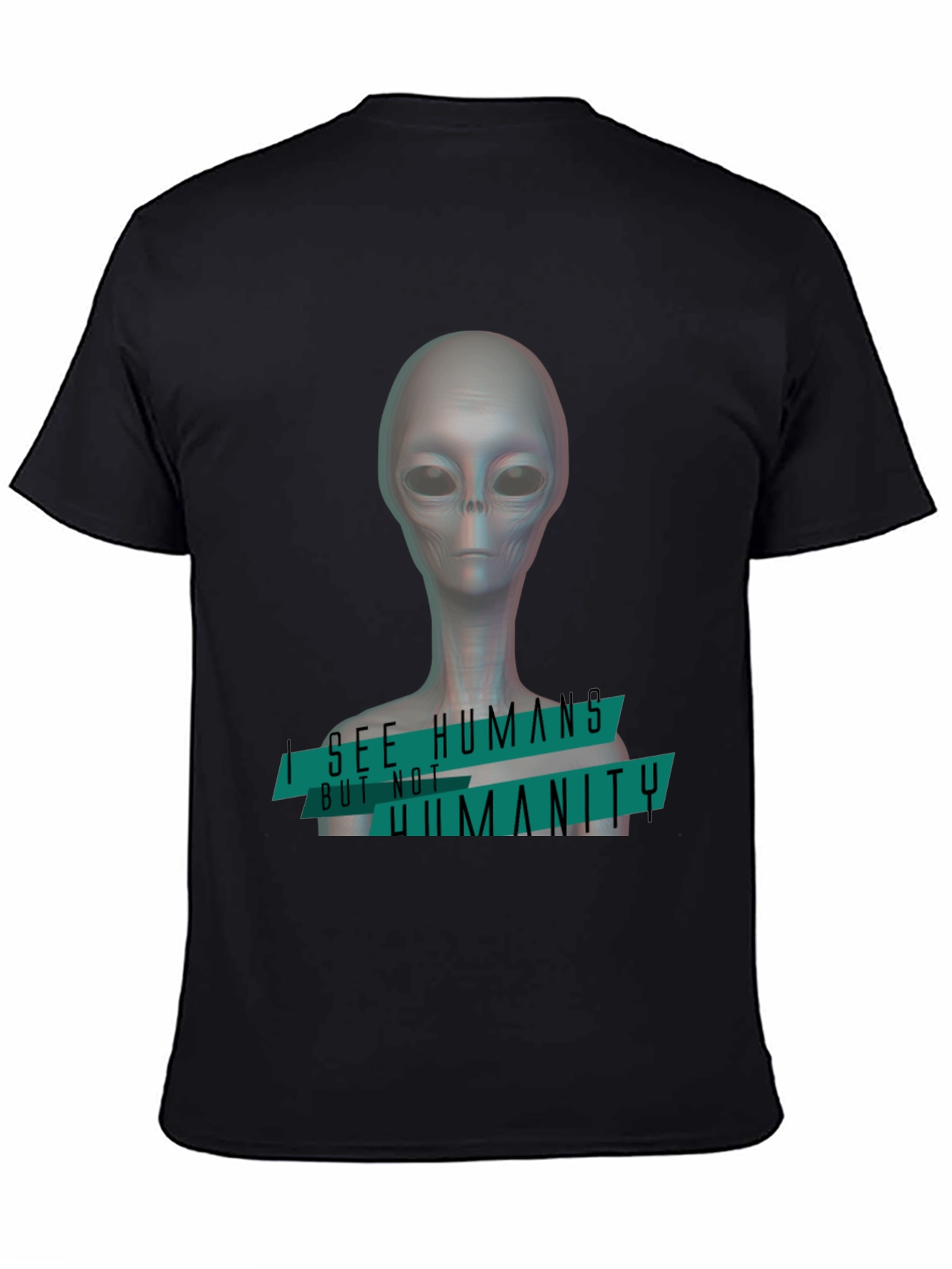 Black Alien 'I See Humans' Graphic T-Shirt view 4