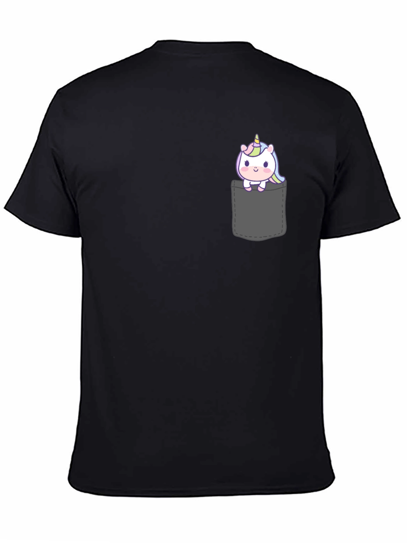 Black Unicorn Pocket T-Shirt - Cute Graphic Tee view 4